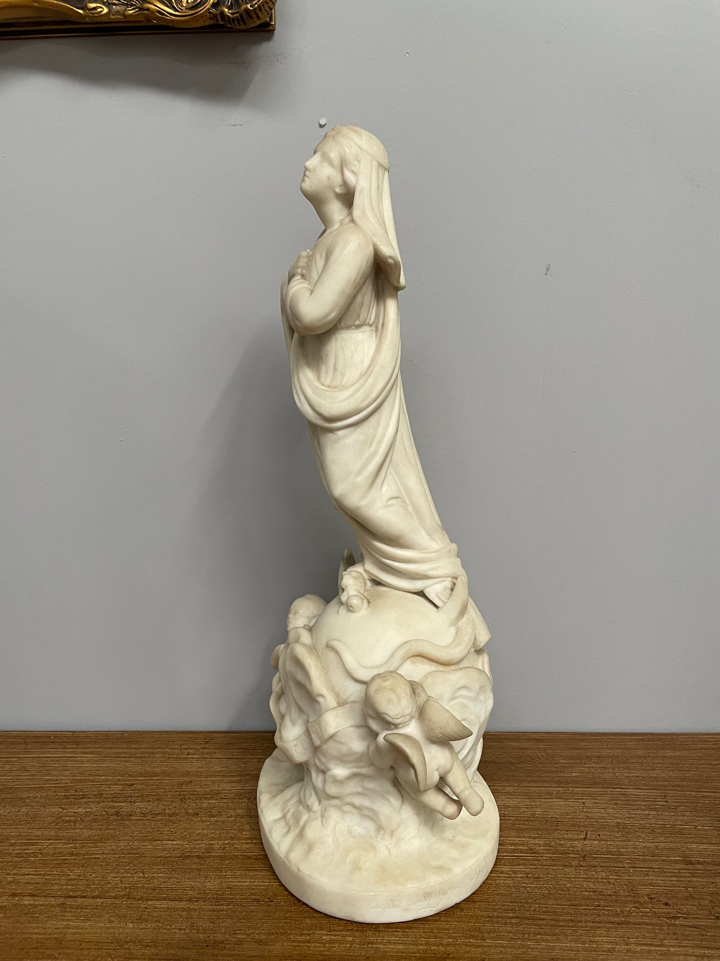 Antique French Marble Figure Of "Our Lady"