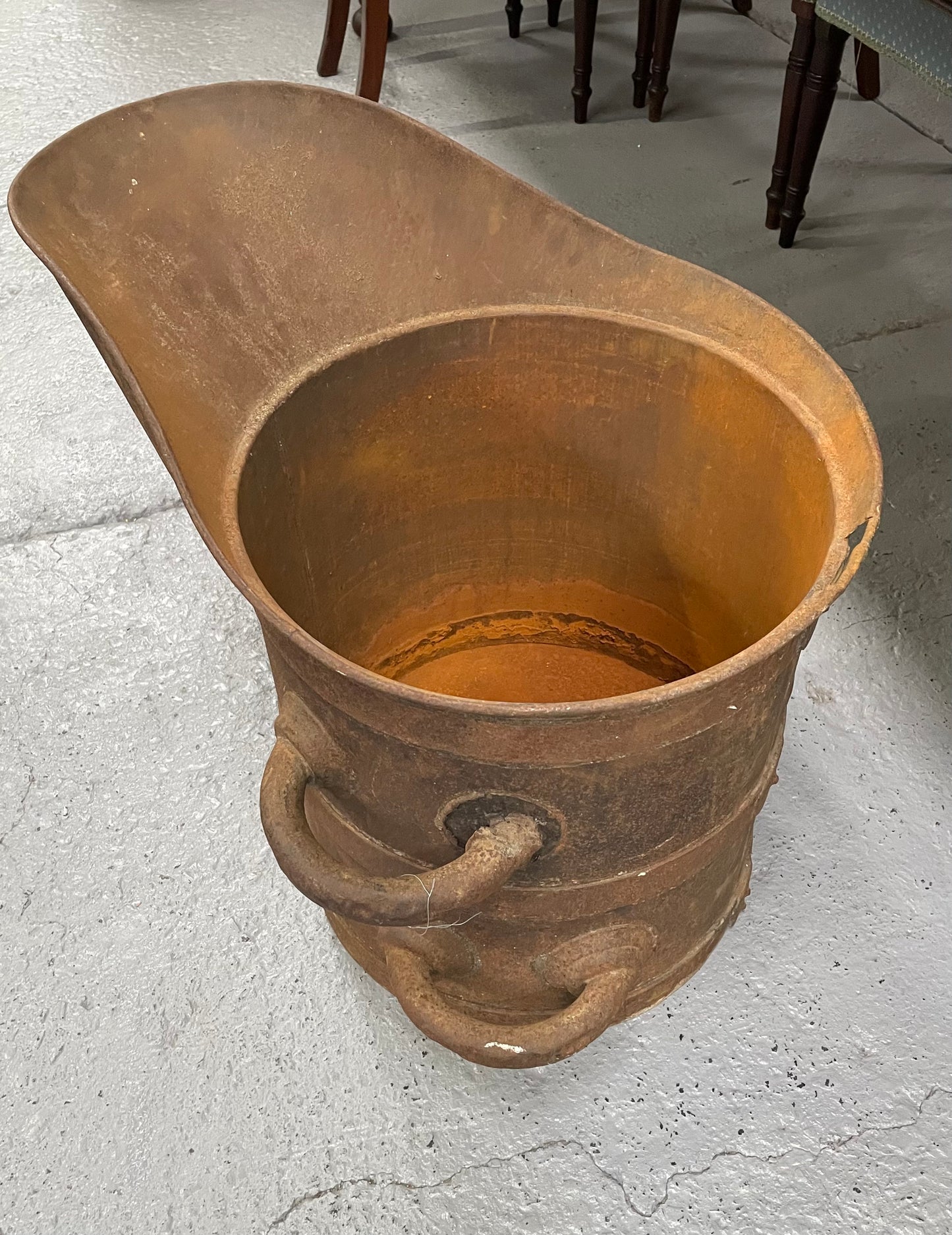 Fabulous Rustic Metal French Grape Bucket
