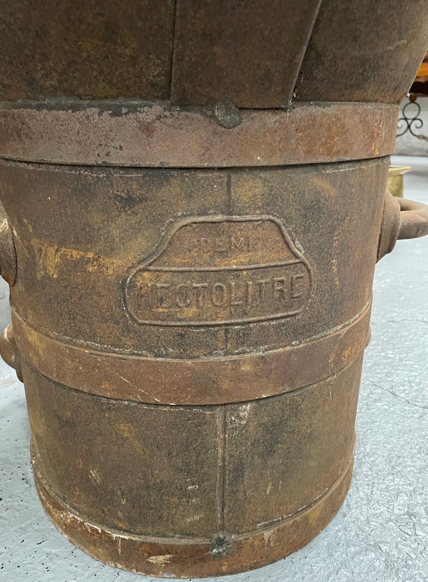Fabulous Rustic Metal French Grape Bucket