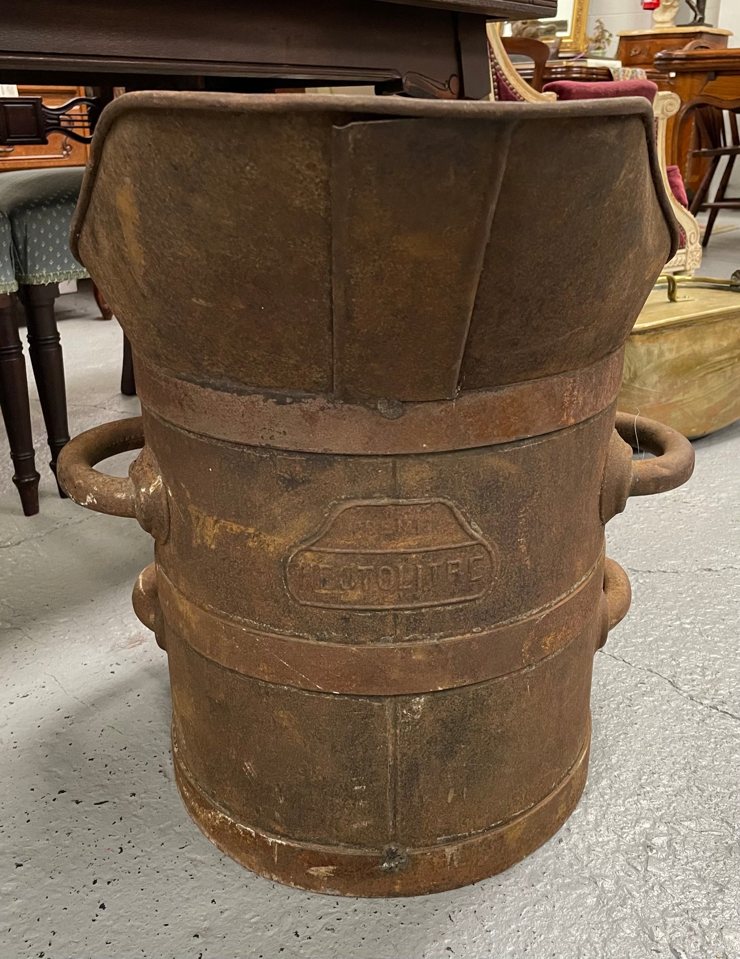 Fabulous Rustic Metal French Grape Bucket