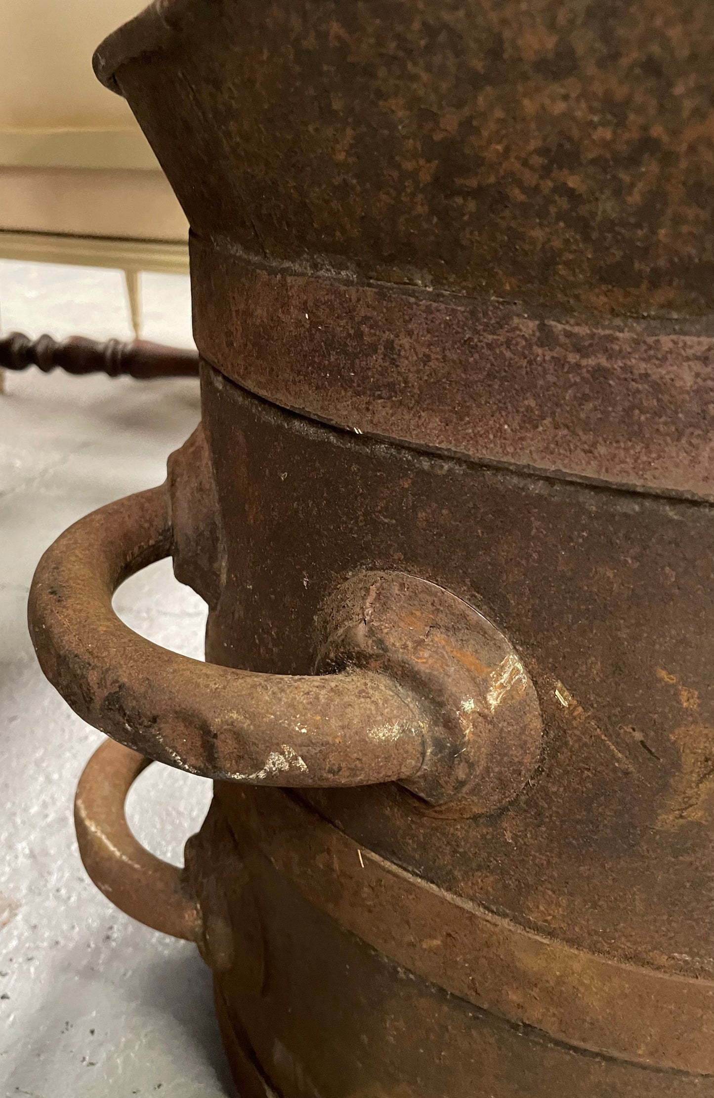 Fabulous Rustic Metal French Grape Bucket