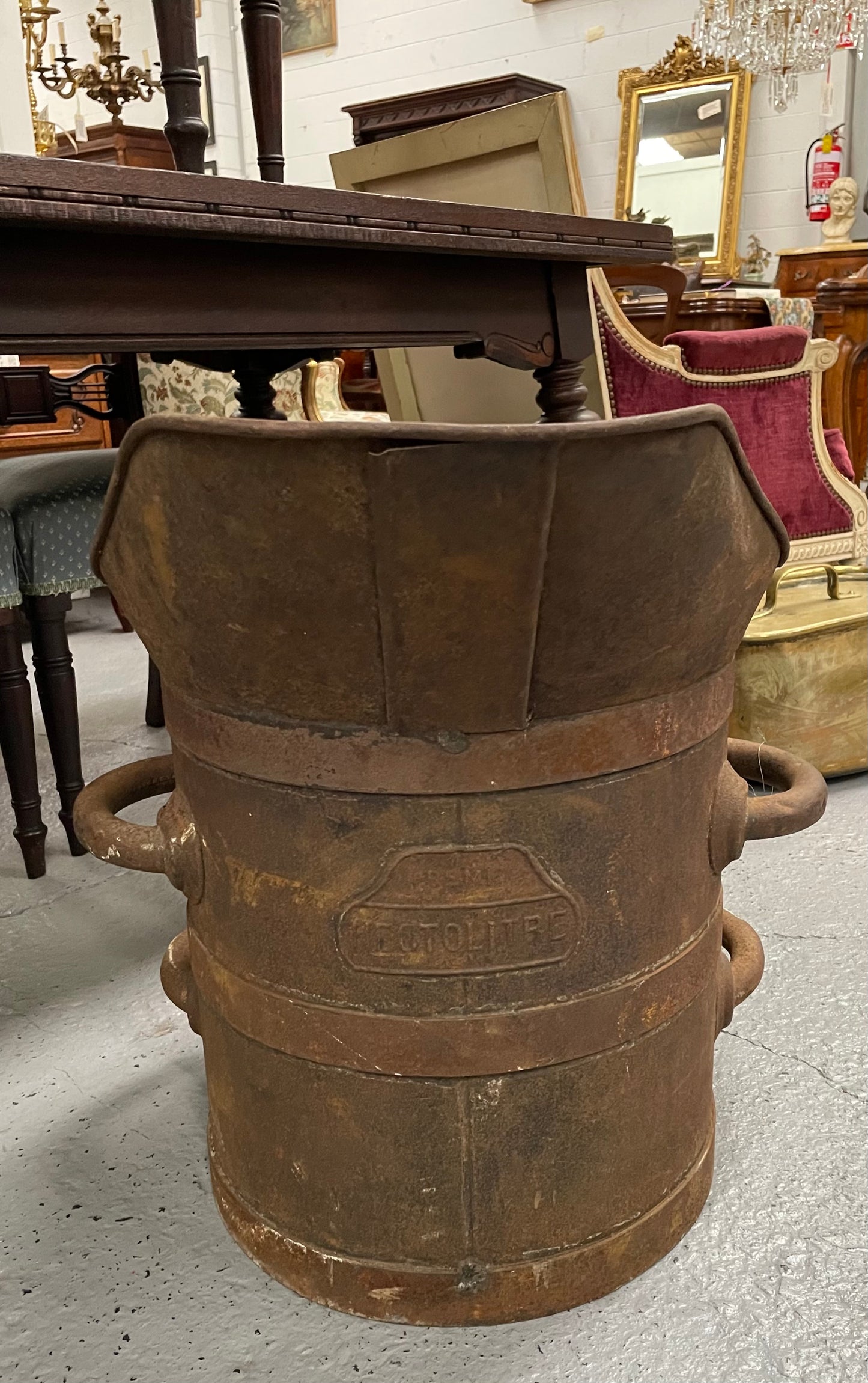 Fabulous Rustic Metal French Grape Bucket