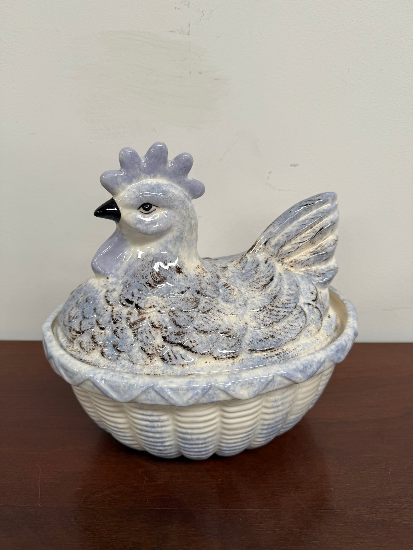Vintage French Chicken Egg Bowl & Cover