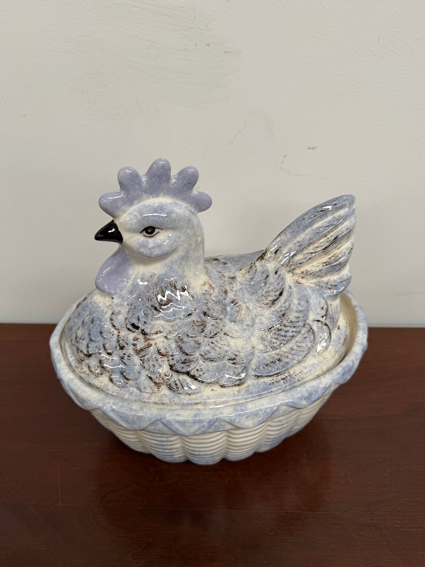 Vintage French Chicken Egg Bowl & Cover