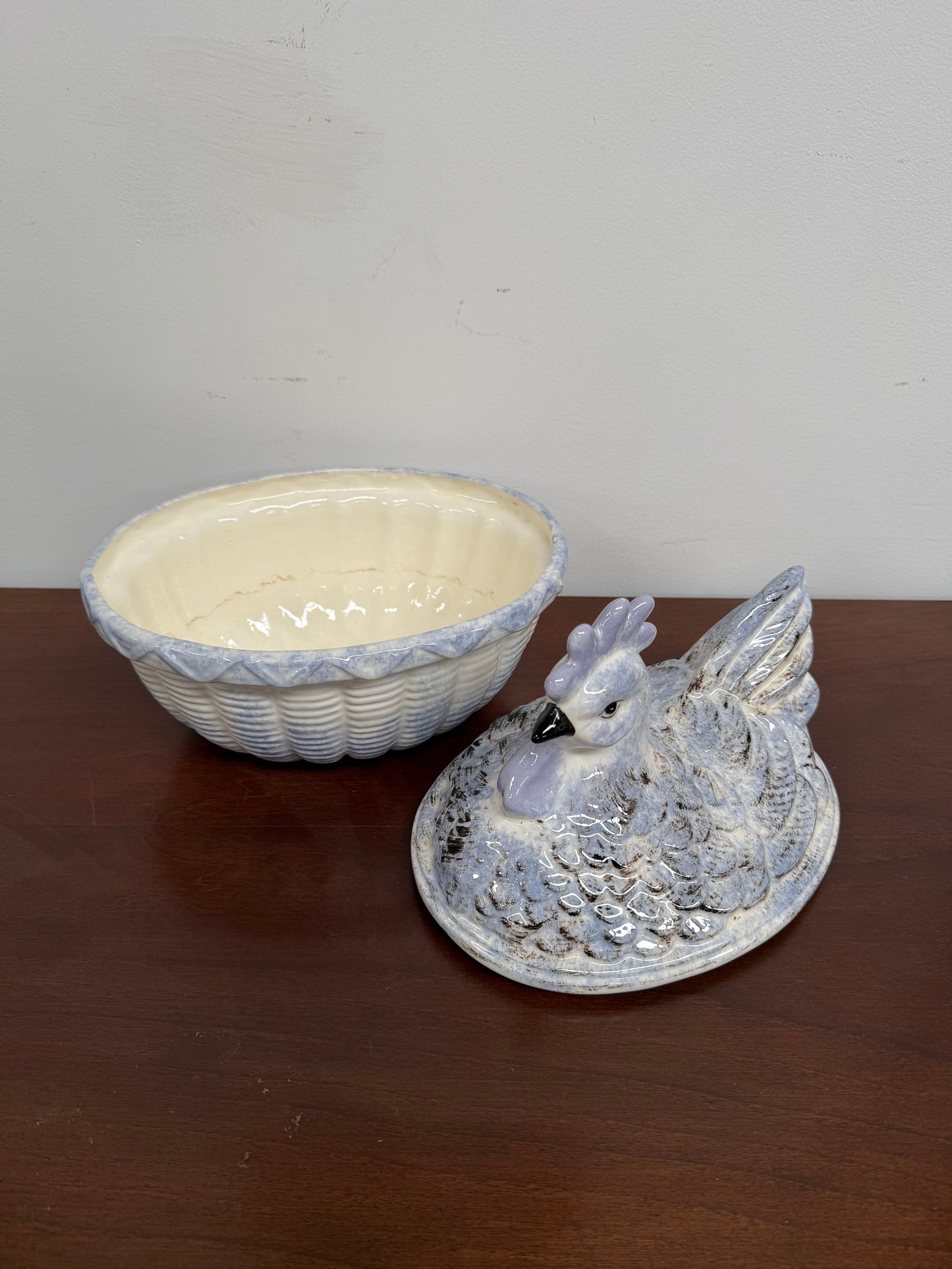 Vintage French Chicken Egg Bowl & Cover
