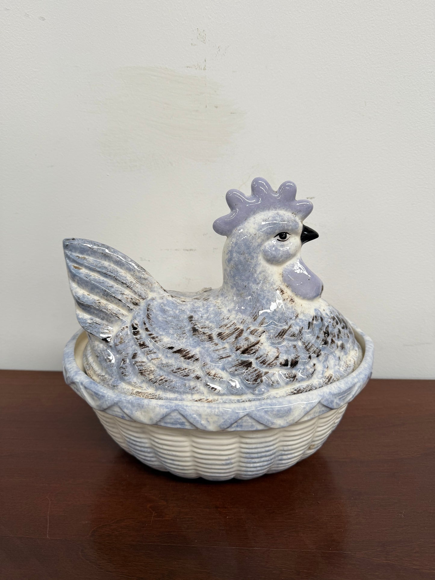 Vintage French Chicken Egg Bowl & Cover