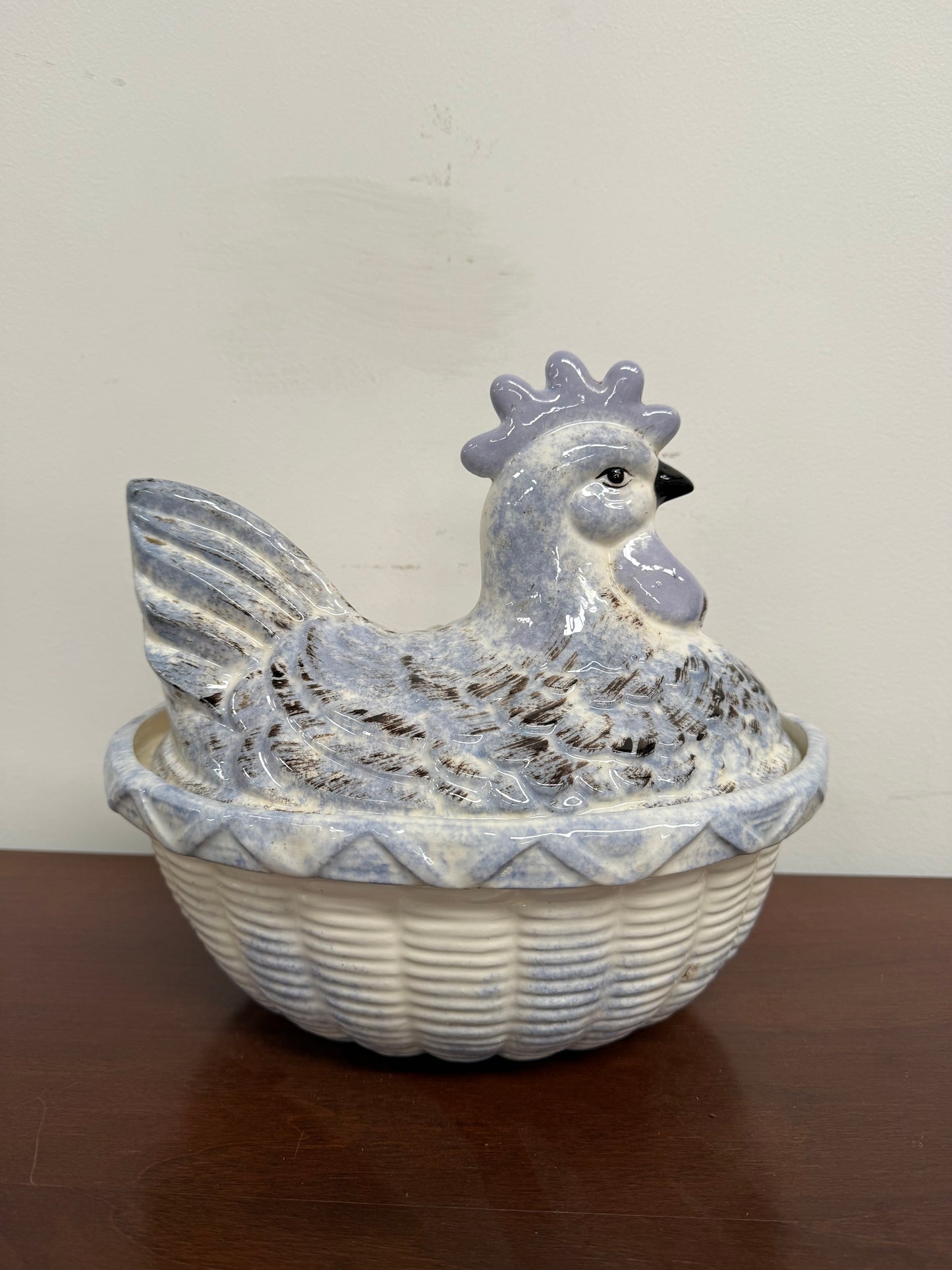 Vintage French Chicken Egg Bowl & Cover