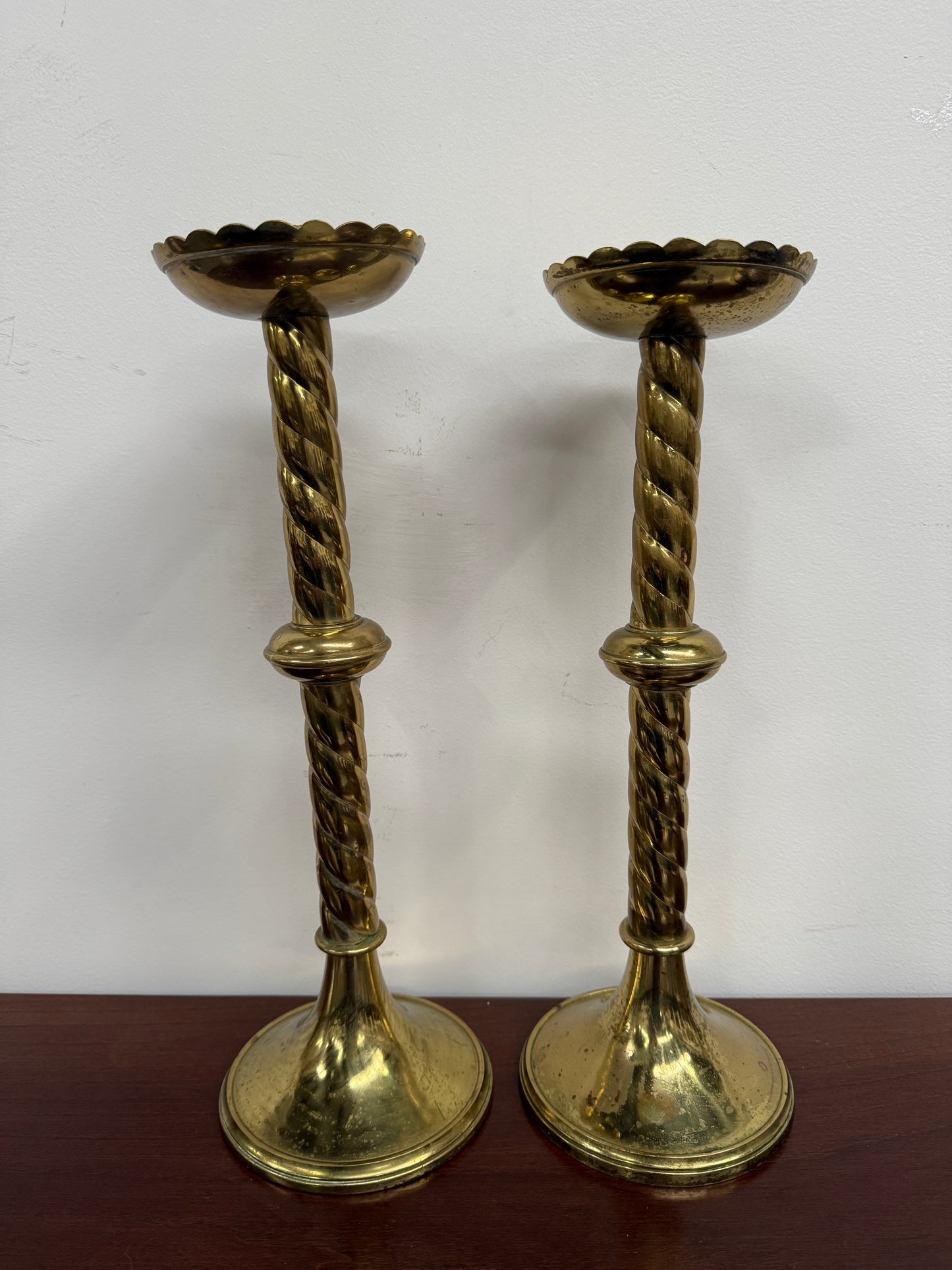 Pair of French Antique 19th Century Gilt Brass Candlestick