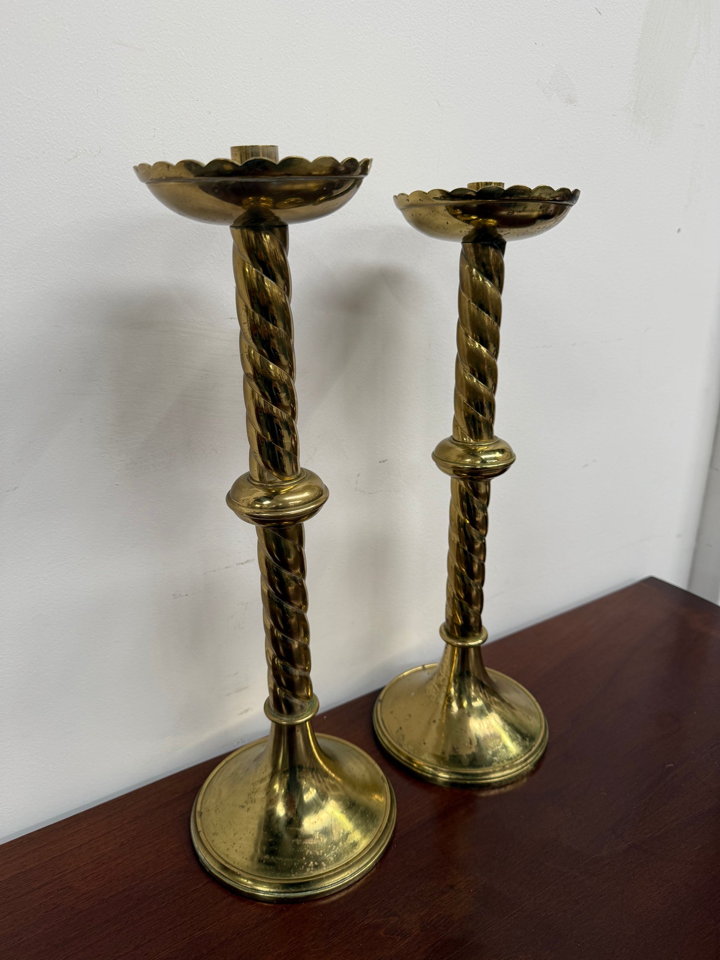 Pair of French Antique 19th Century Gilt Brass Candlestick