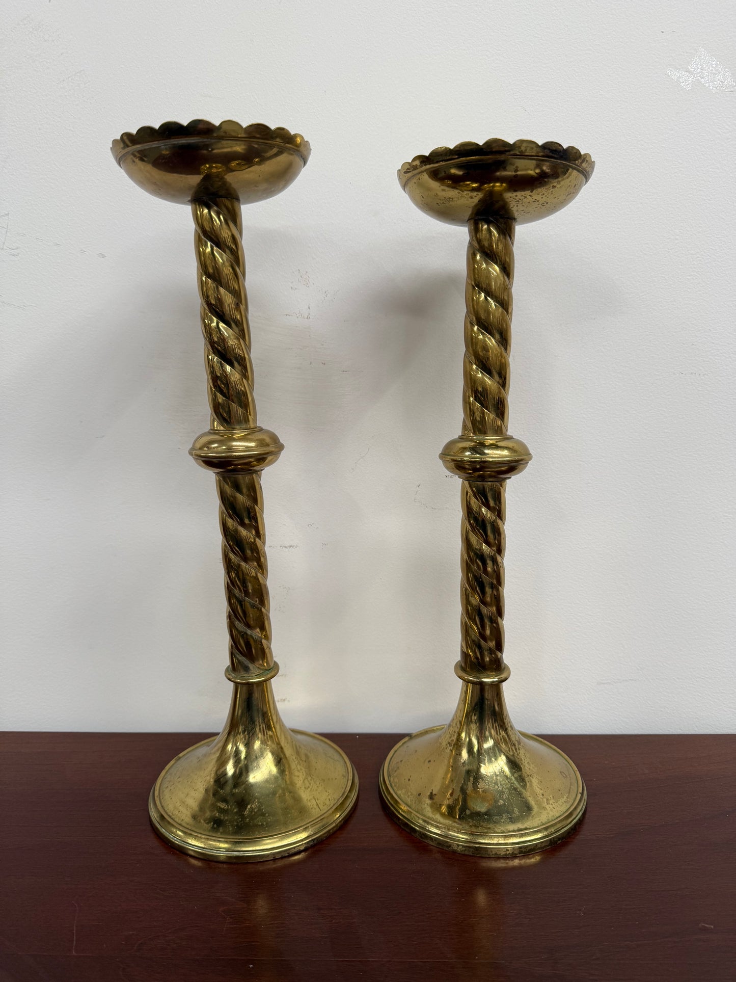 Pair of French Antique 19th Century Gilt Brass Candlestick