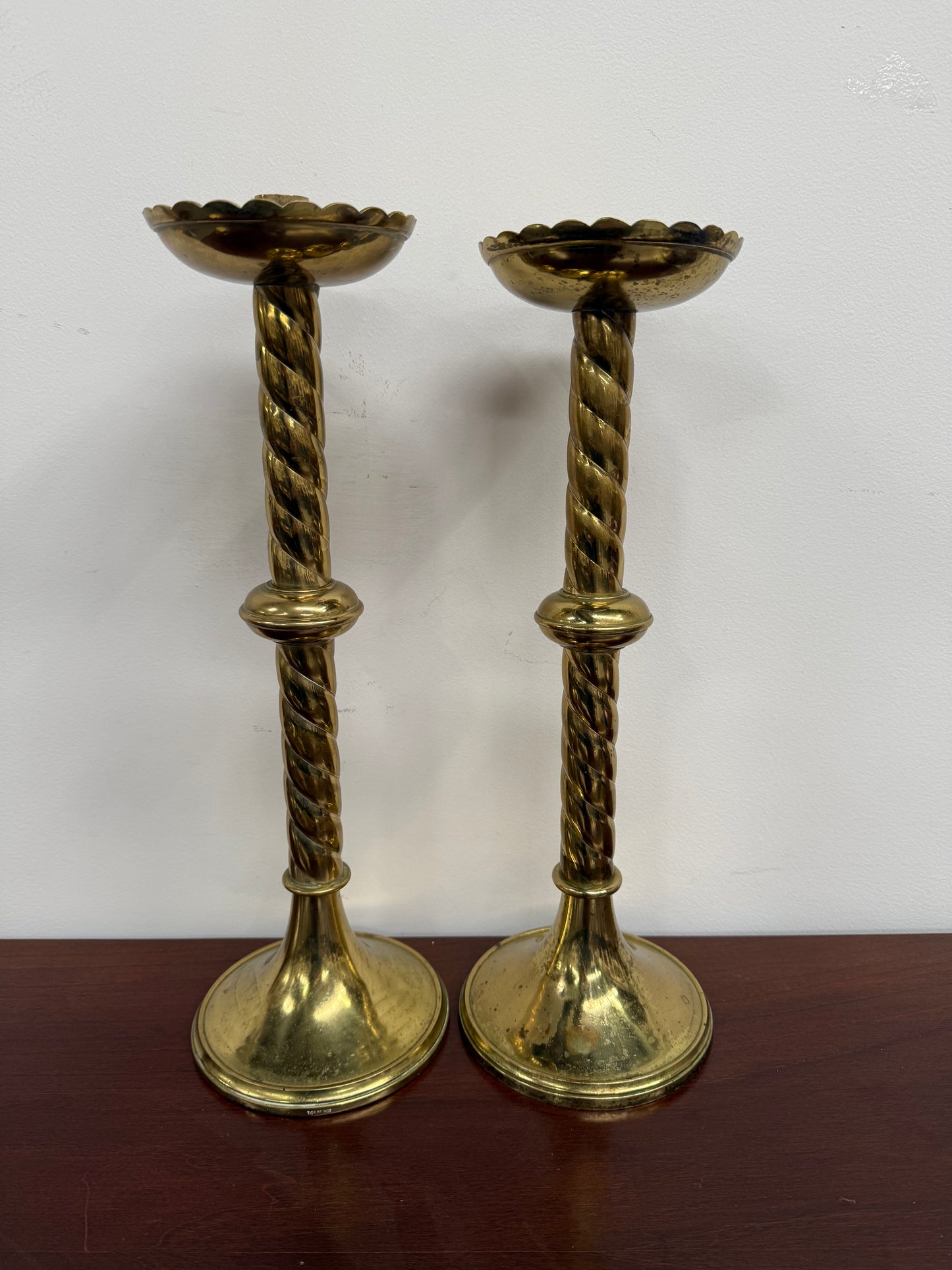 Pair of French Antique 19th Century Gilt Brass Candlestick