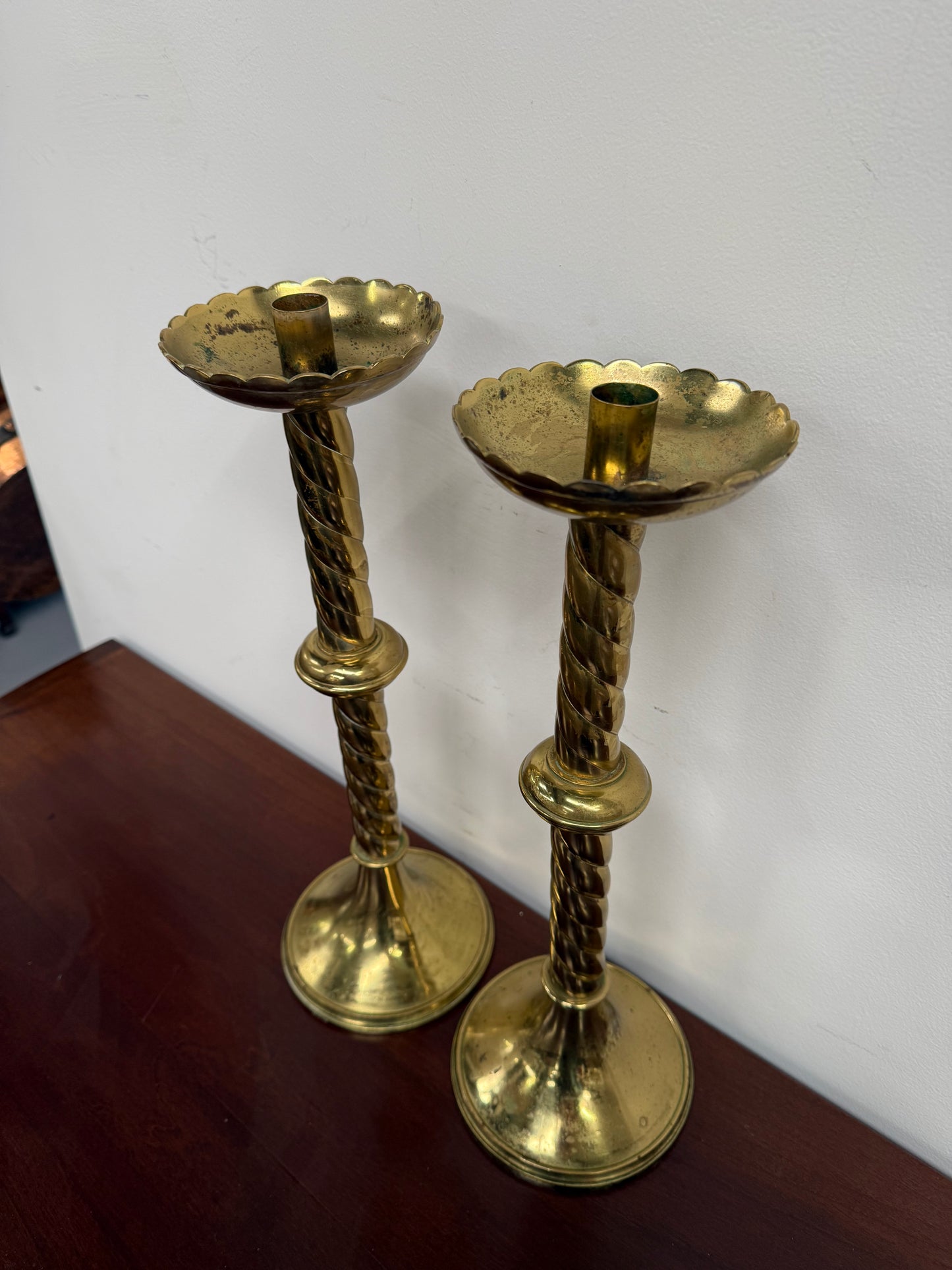 Pair of French Antique 19th Century Gilt Brass Candlestick