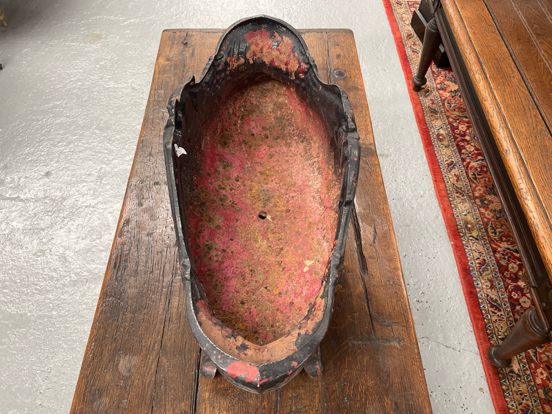 Highly decorative 19th Century French cast iron planter box with beautiful details. there are two matching pots available price is for one. They have been sourced directly from France and are in good original condition.