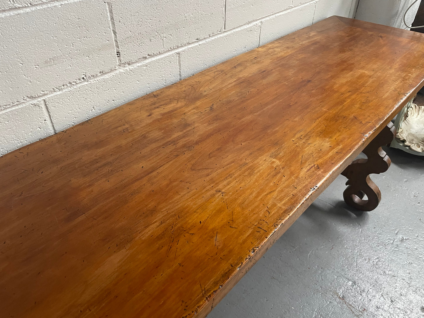 Vintage Walnut Long Spanish Style Console Table
