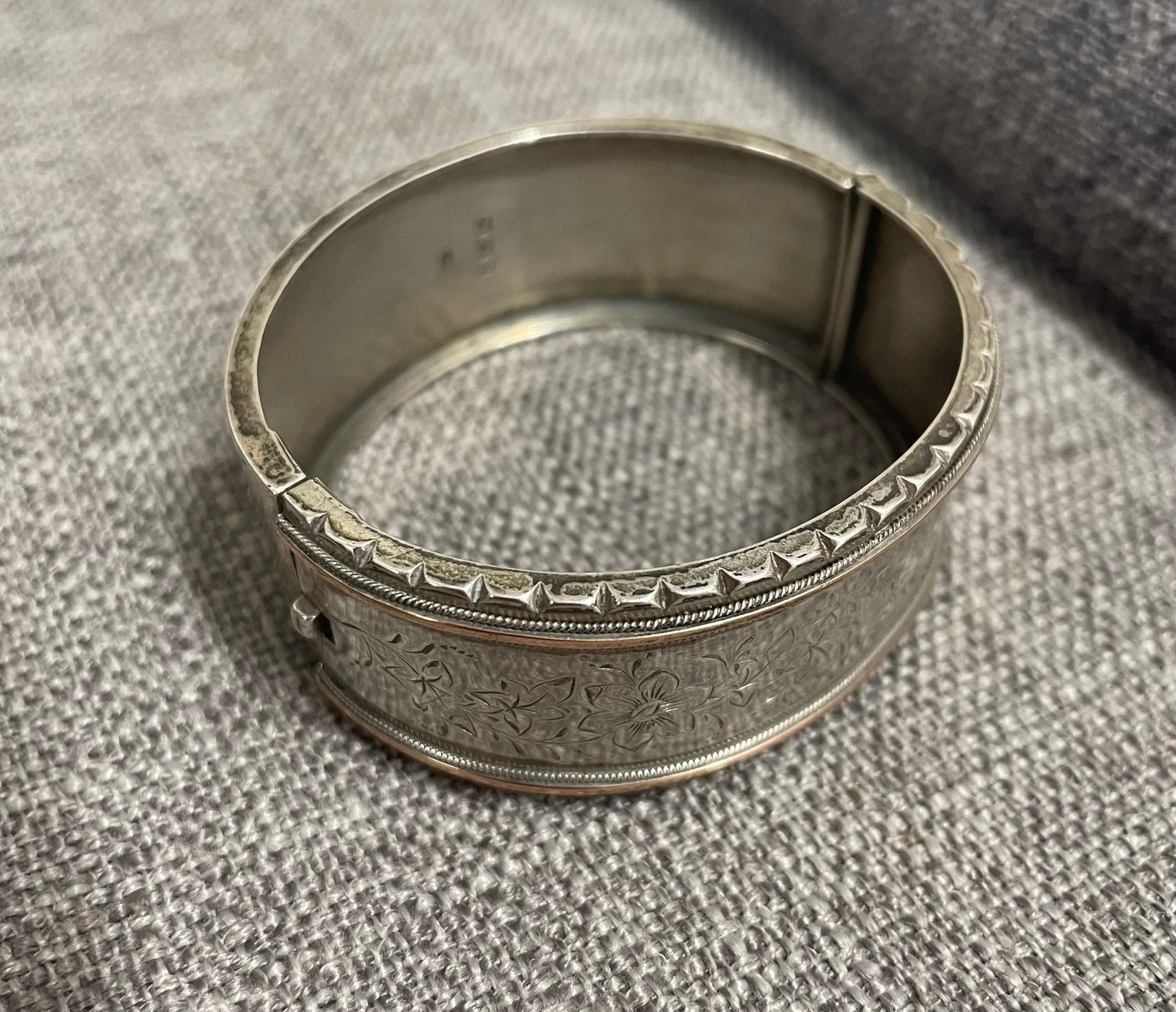 Birmingham Gold and Silver Engraved Bracelet 1885