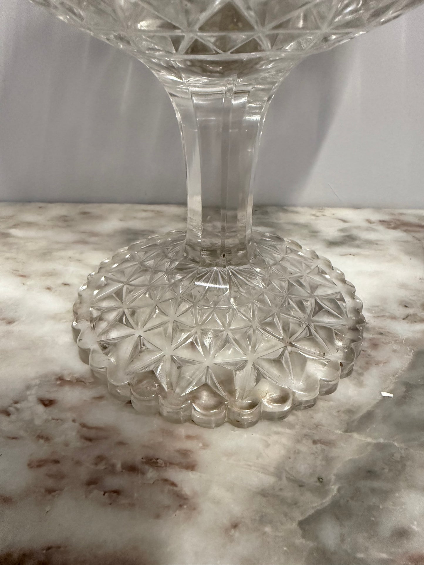 Vintage Diamond Point Pattern Glass Comport