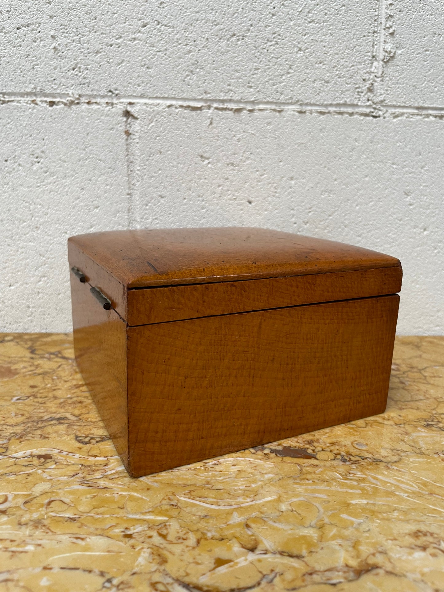 Large Vintage Maple Wooden Hinged Box