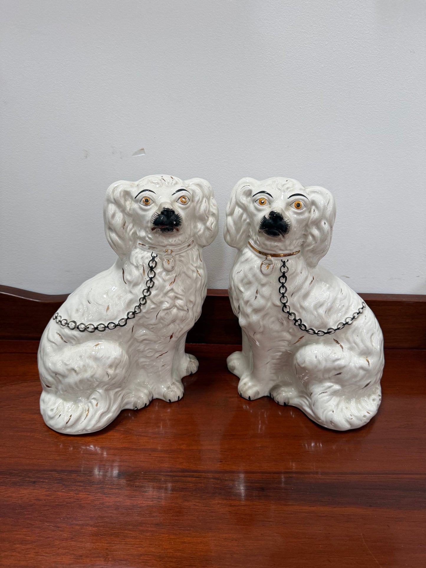 Pair Of Large Antique Staffordshire Spaniel Mantel Dogs