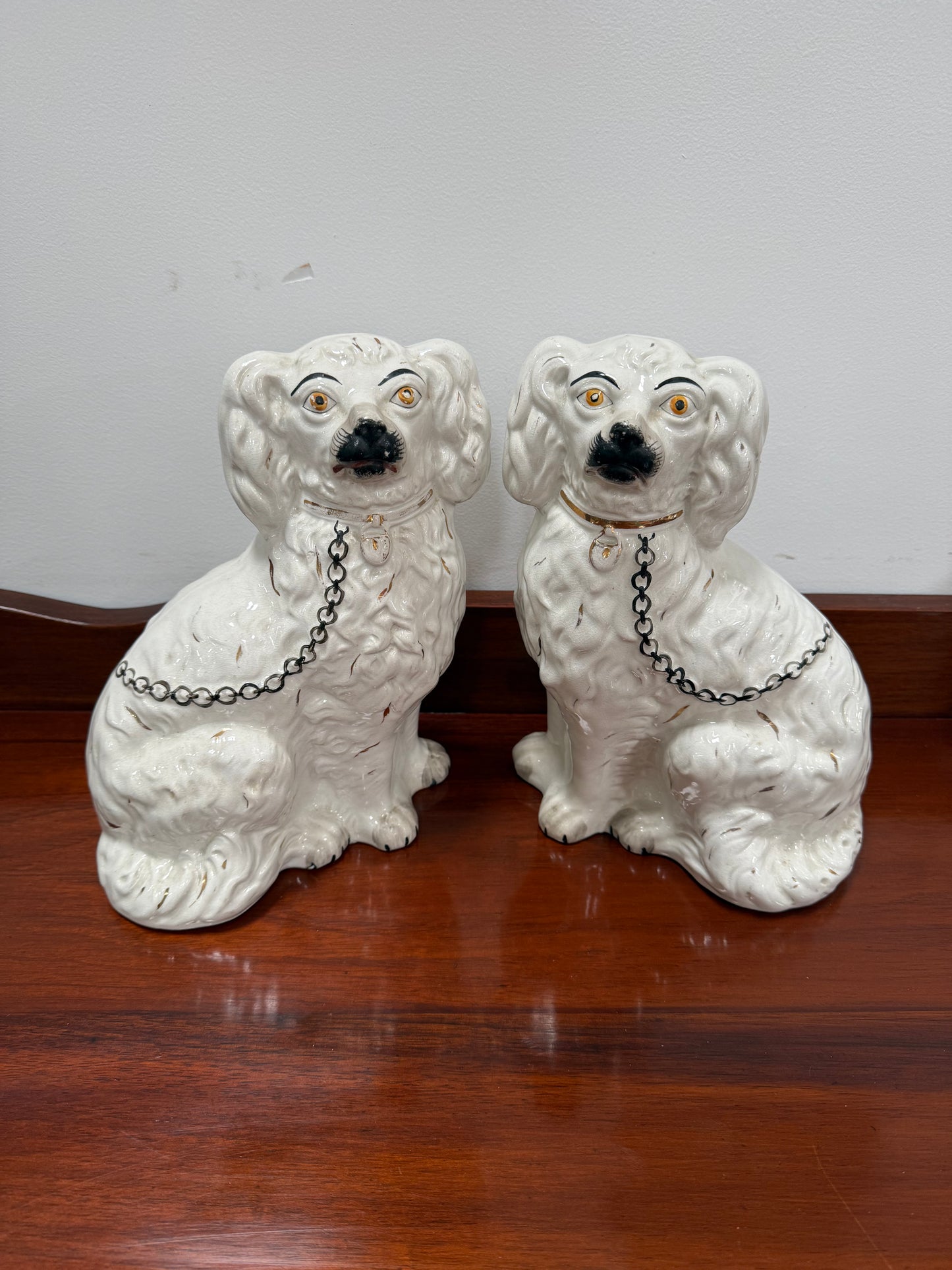 Pair Of Large Antique Staffordshire Spaniel Mantel Dogs