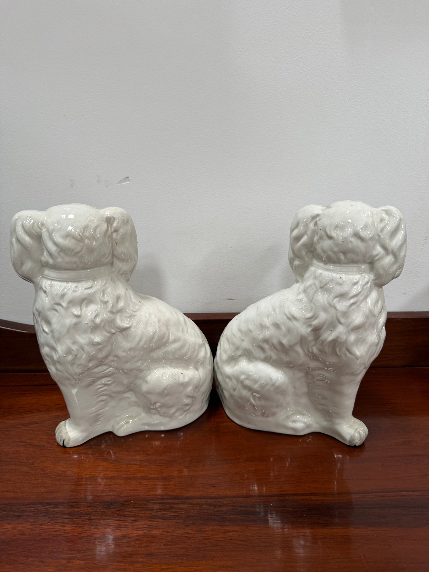 Pair Of Large Antique Staffordshire Spaniel Mantel Dogs
