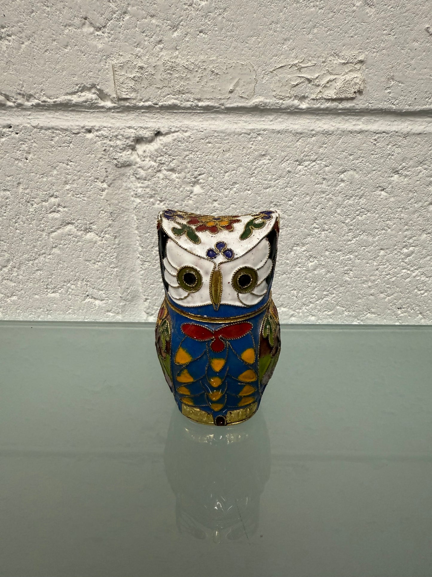Vintage Cloisonne Owl Trinket Holder
