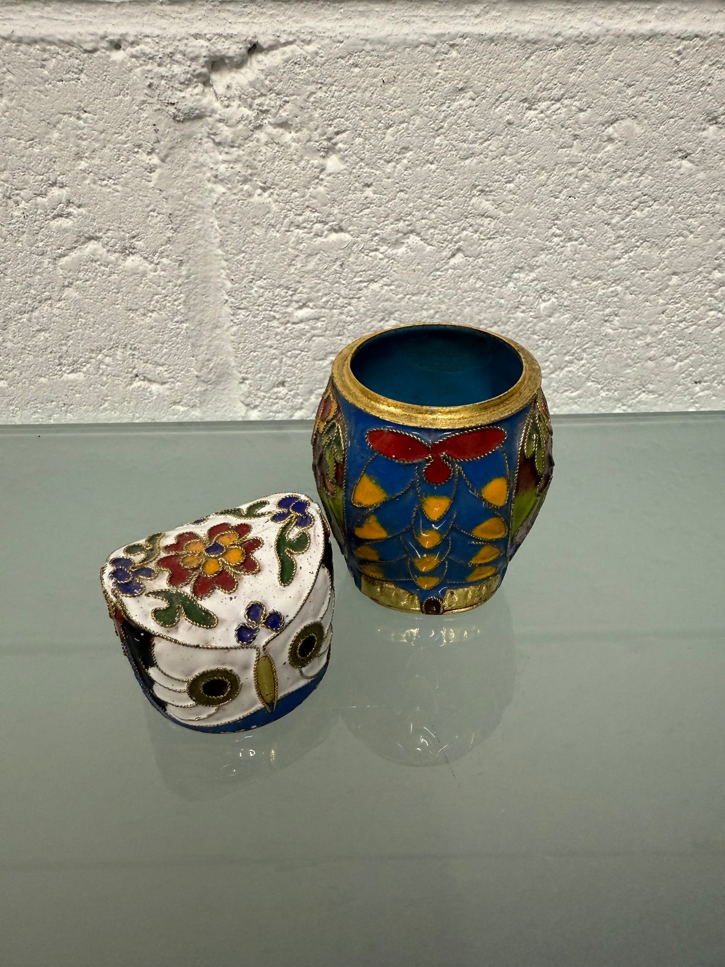 Vintage Cloisonne Owl Trinket Holder