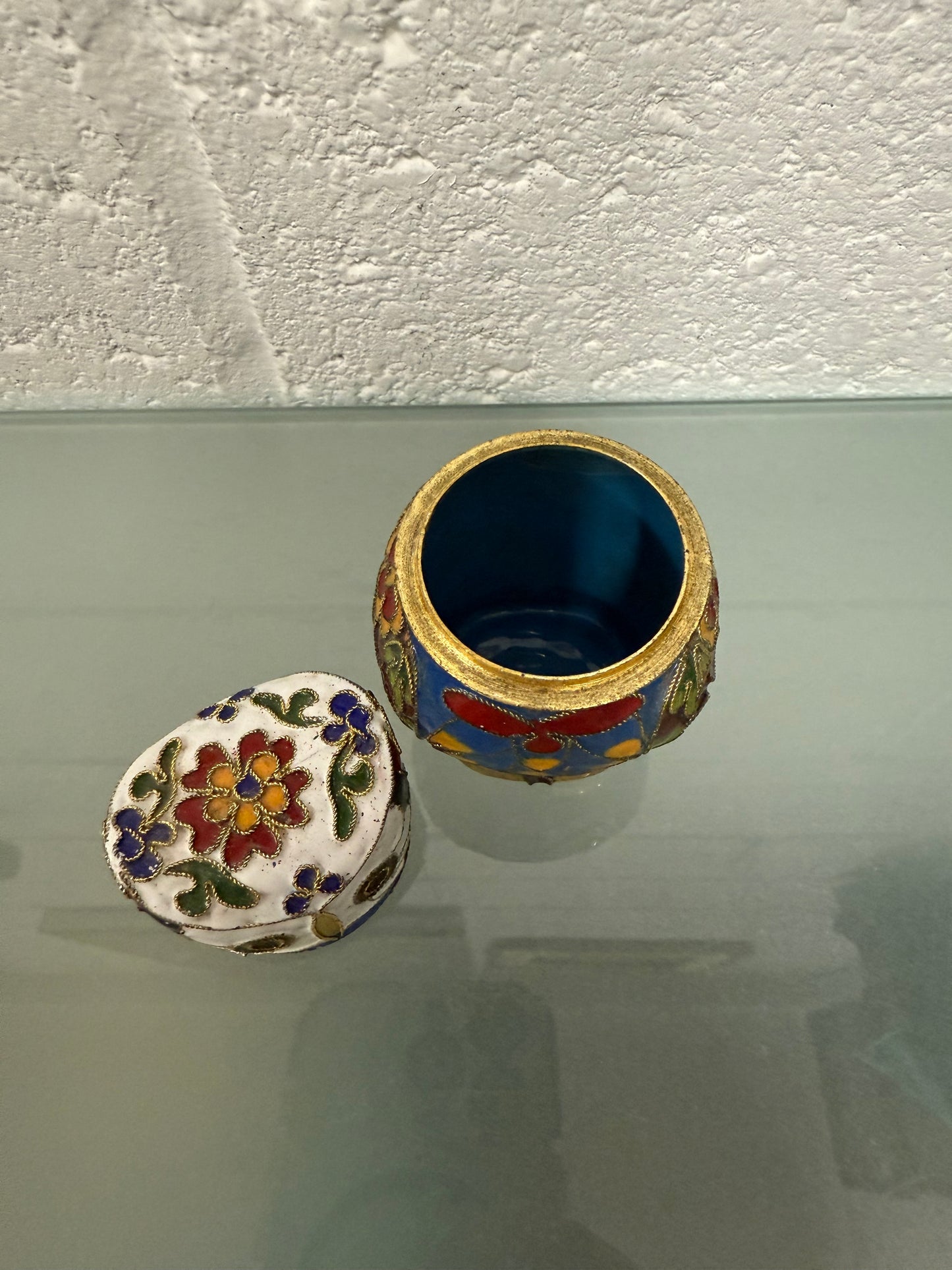 Vintage Cloisonne Owl Trinket Holder
