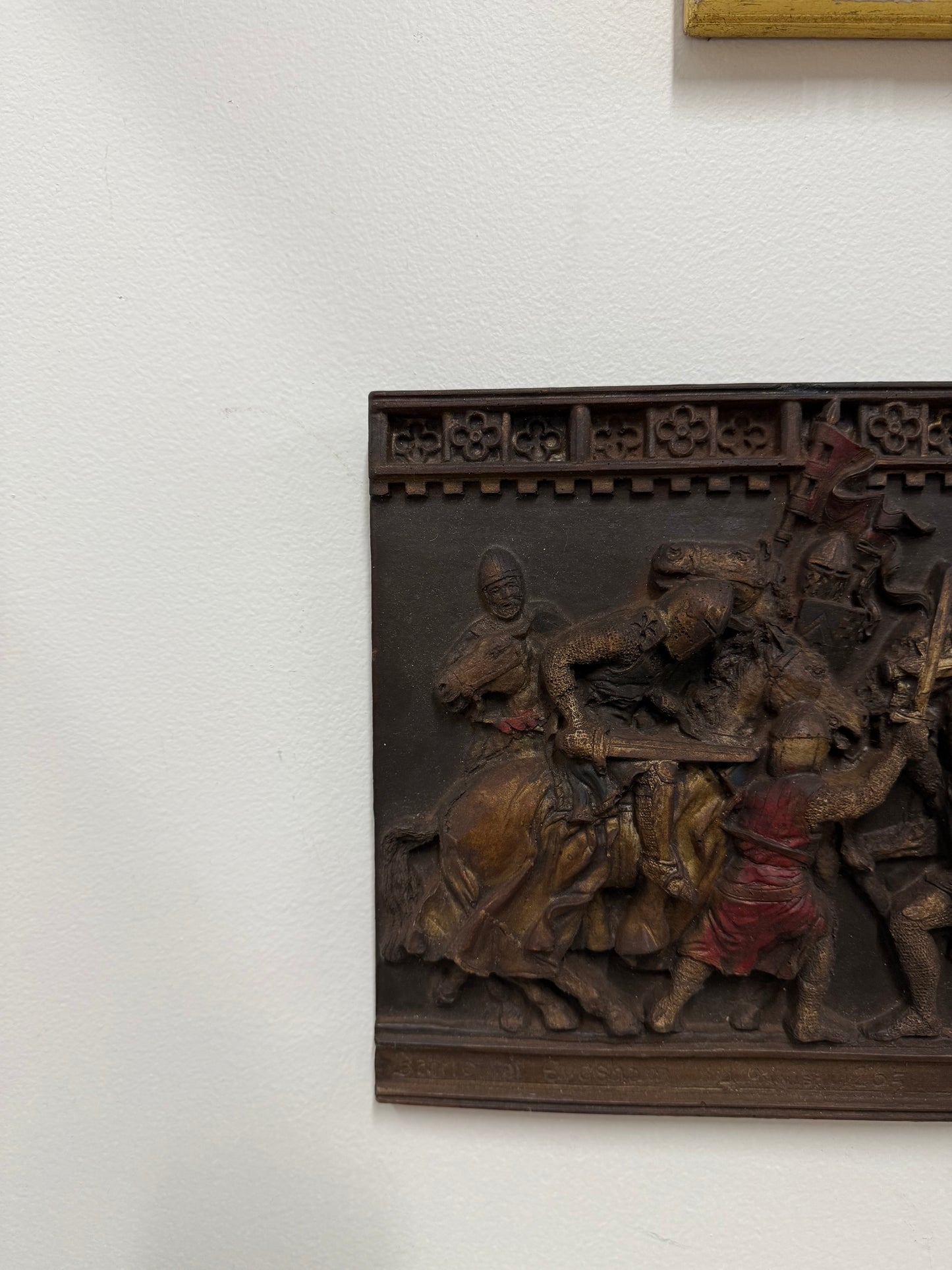 Vintage Wall Plaque Featuring Medieval Battle