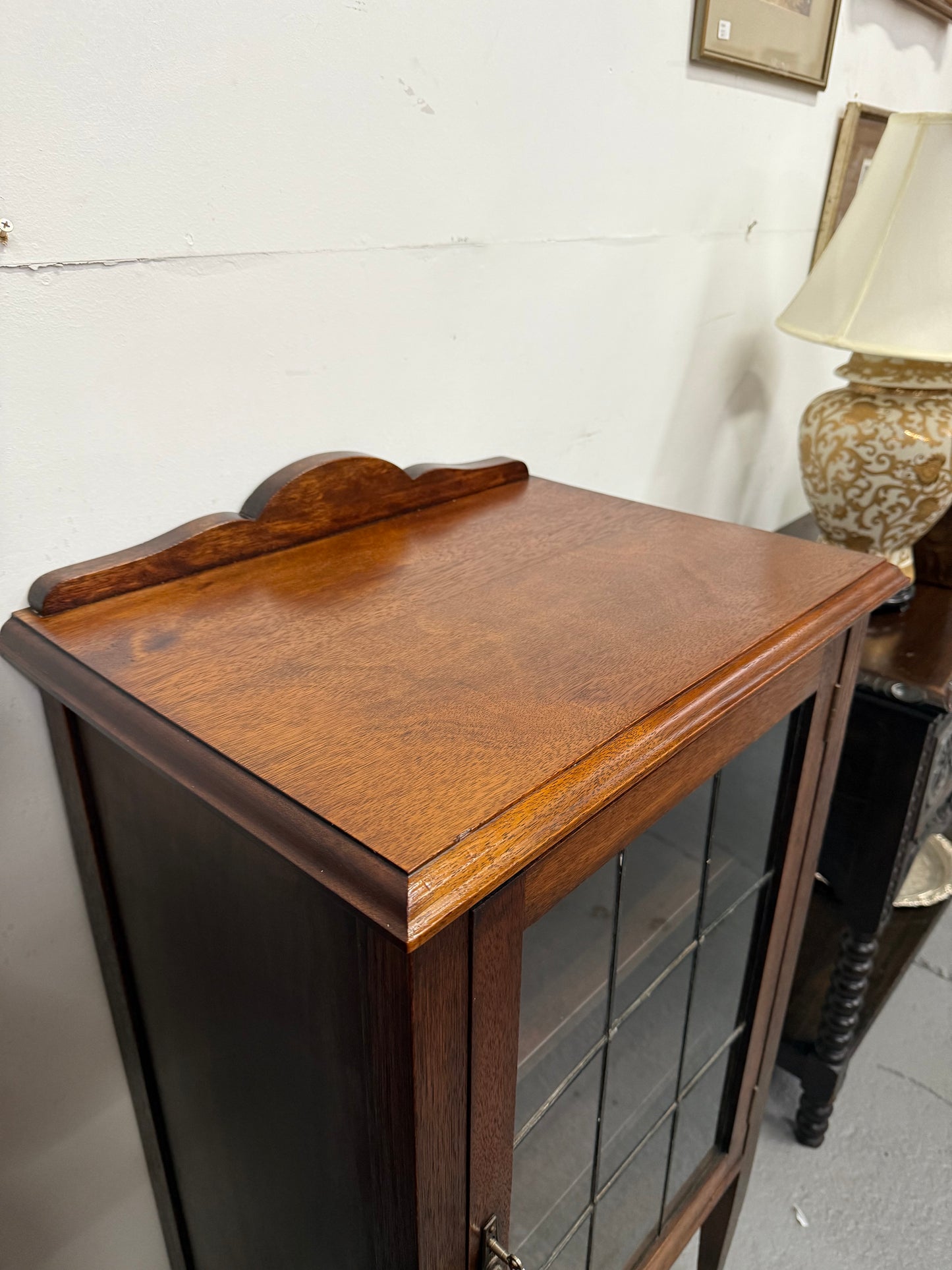 Australian Blackwood Display Cabinet with Leadlight Glass