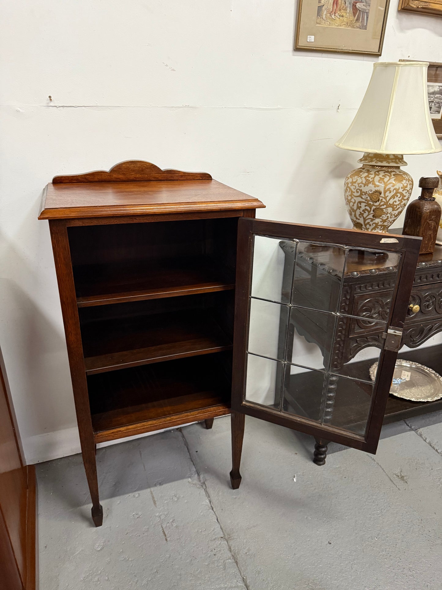 Australian Blackwood Display Cabinet with Leadlight Glass