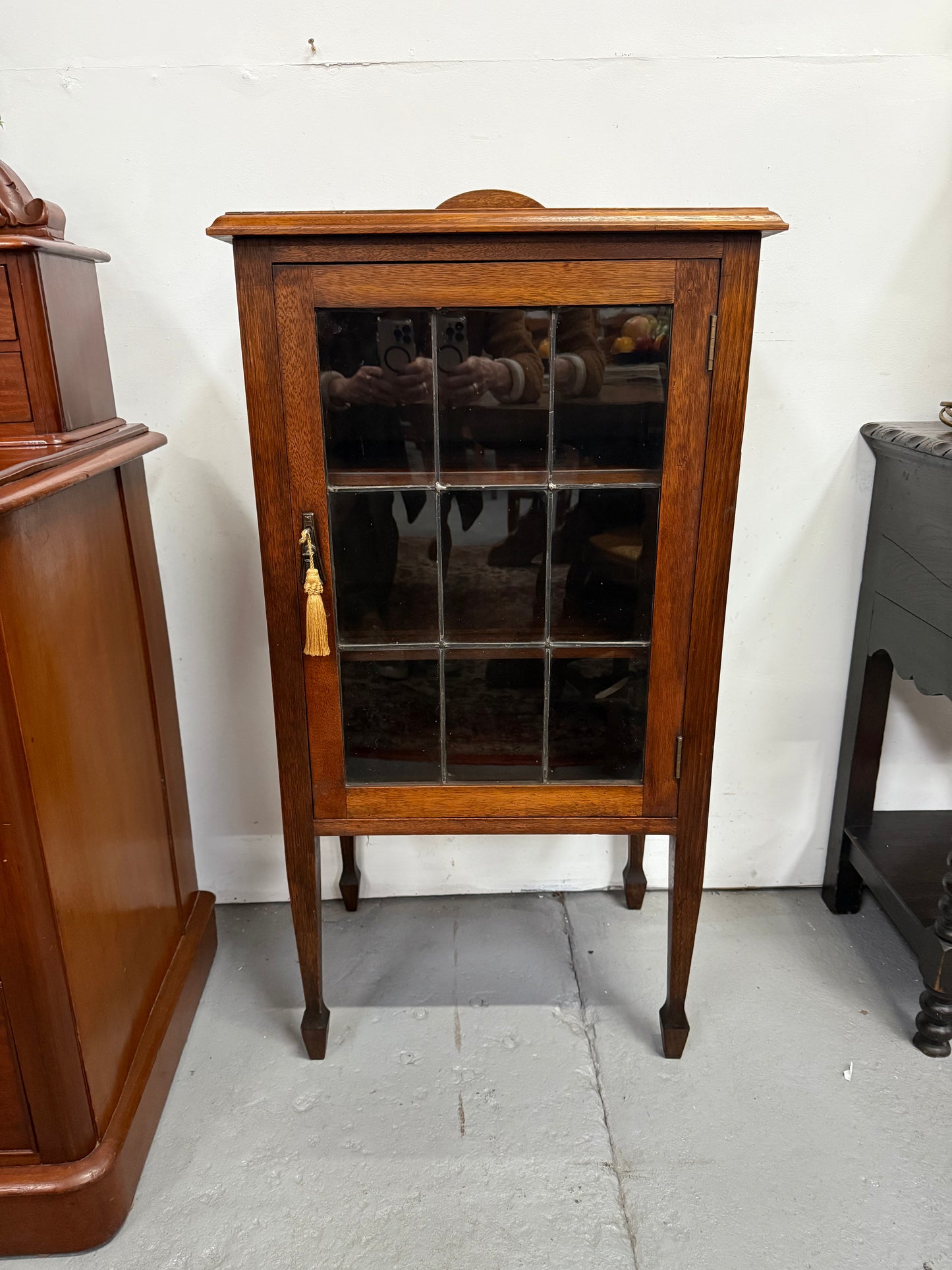 Australian Blackwood Display Cabinet with Leadlight Glass