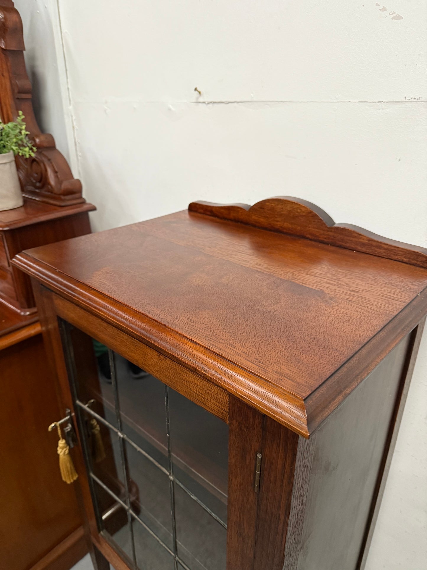 Australian Blackwood Display Cabinet with Leadlight Glass