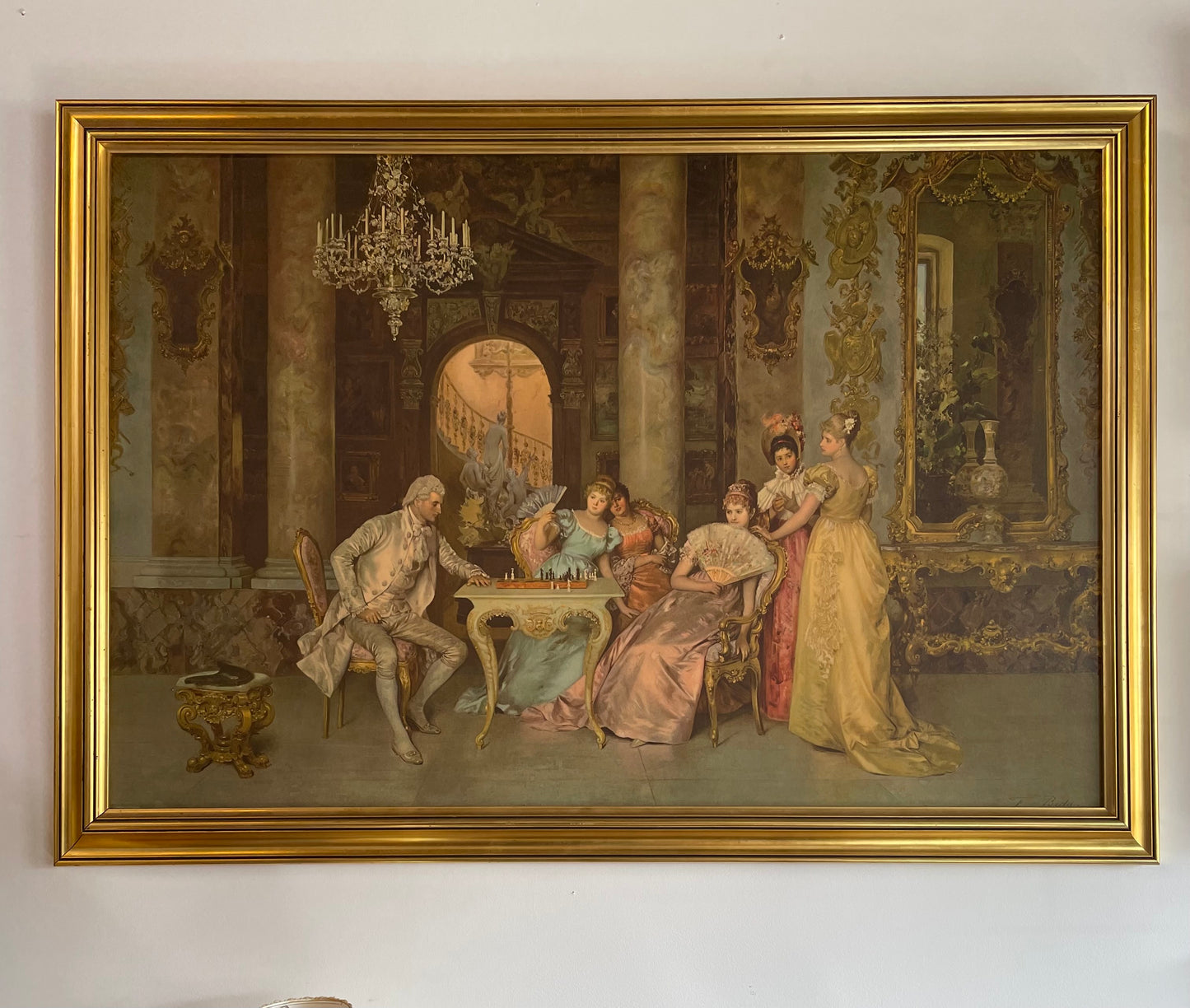 Lovely framed Print " The Chess Game"