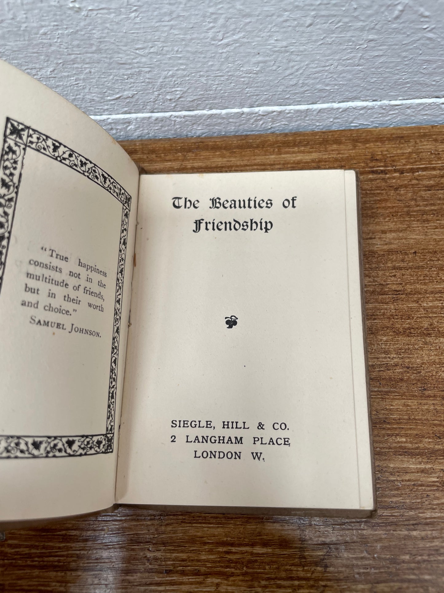 Antique Miniature Book "Beauties Of Friendship" C1910