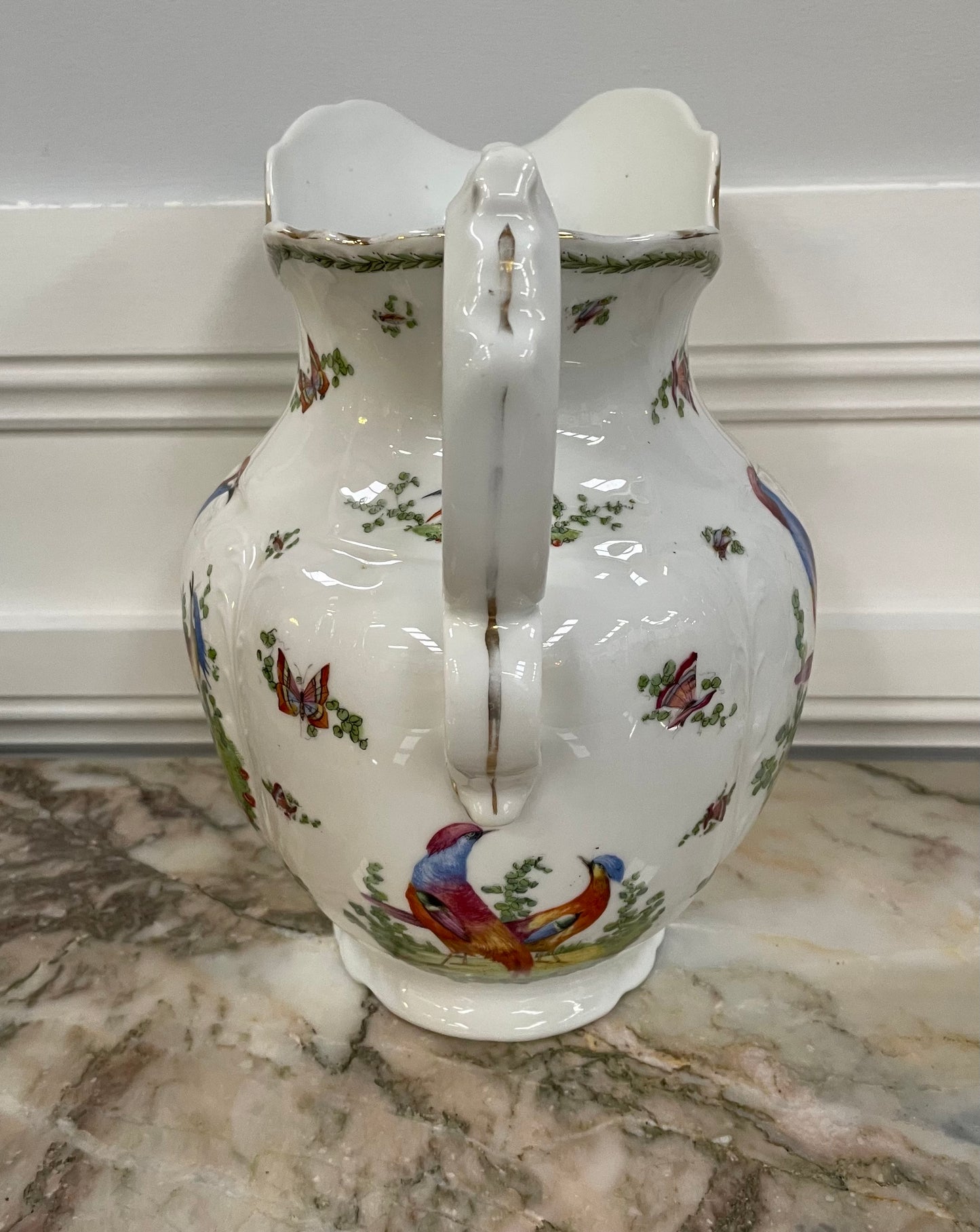 Vintage Large China Jug Decorated with Pheasants.