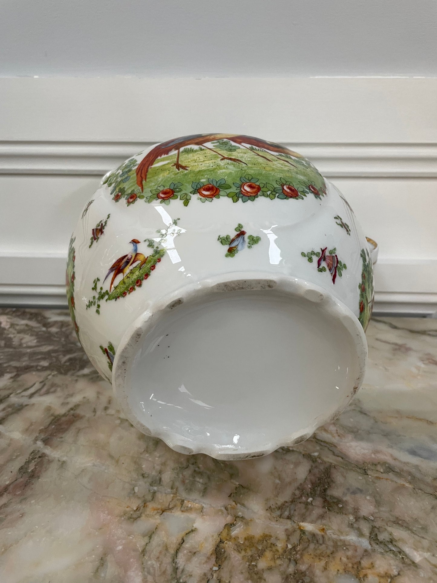 Vintage Large China Jug Decorated with Pheasants.