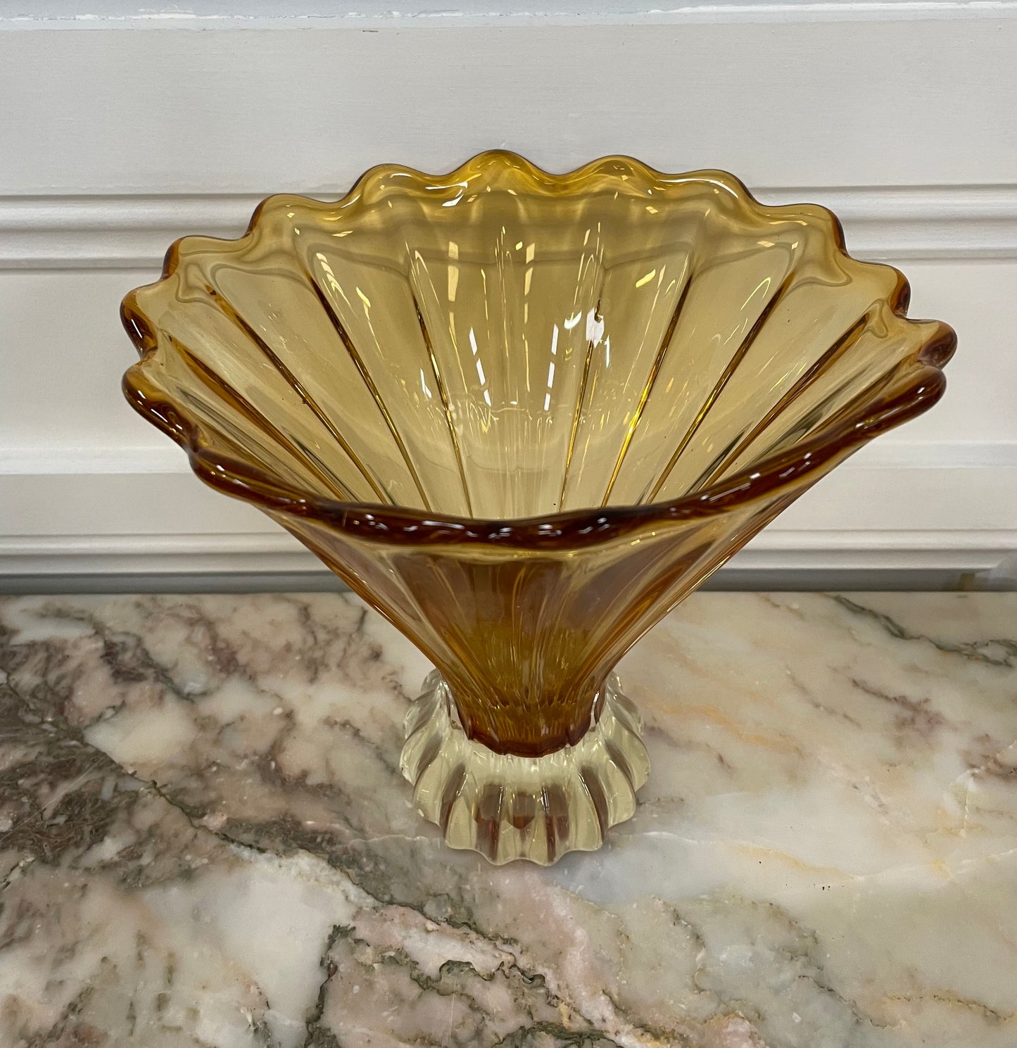 Vintage Amber Colored Art Glass Vase