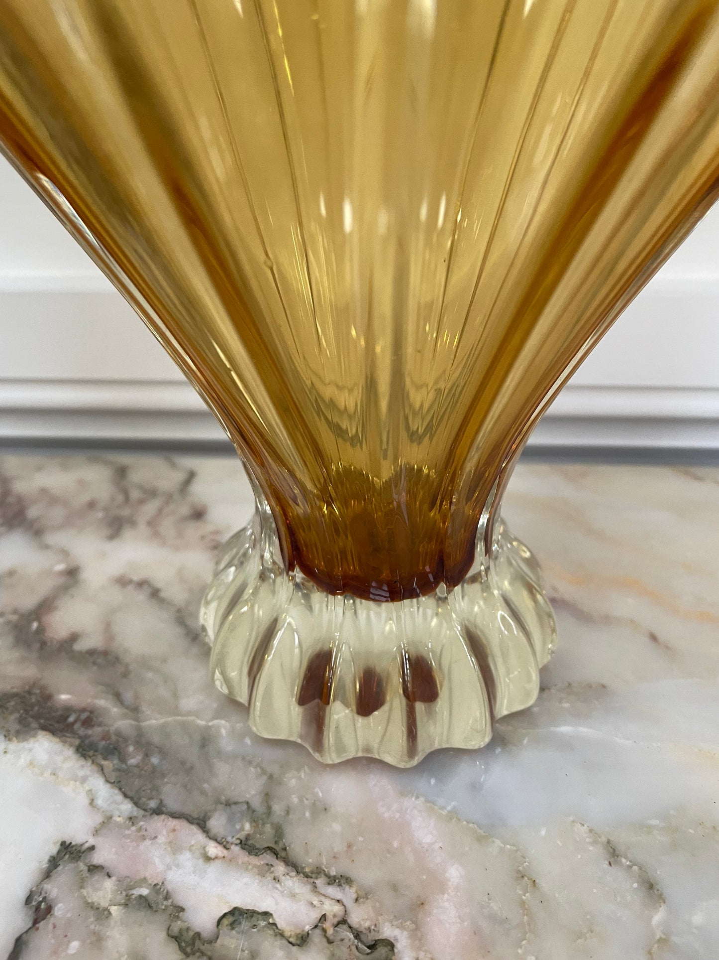 Vintage Amber Colored Art Glass Vase