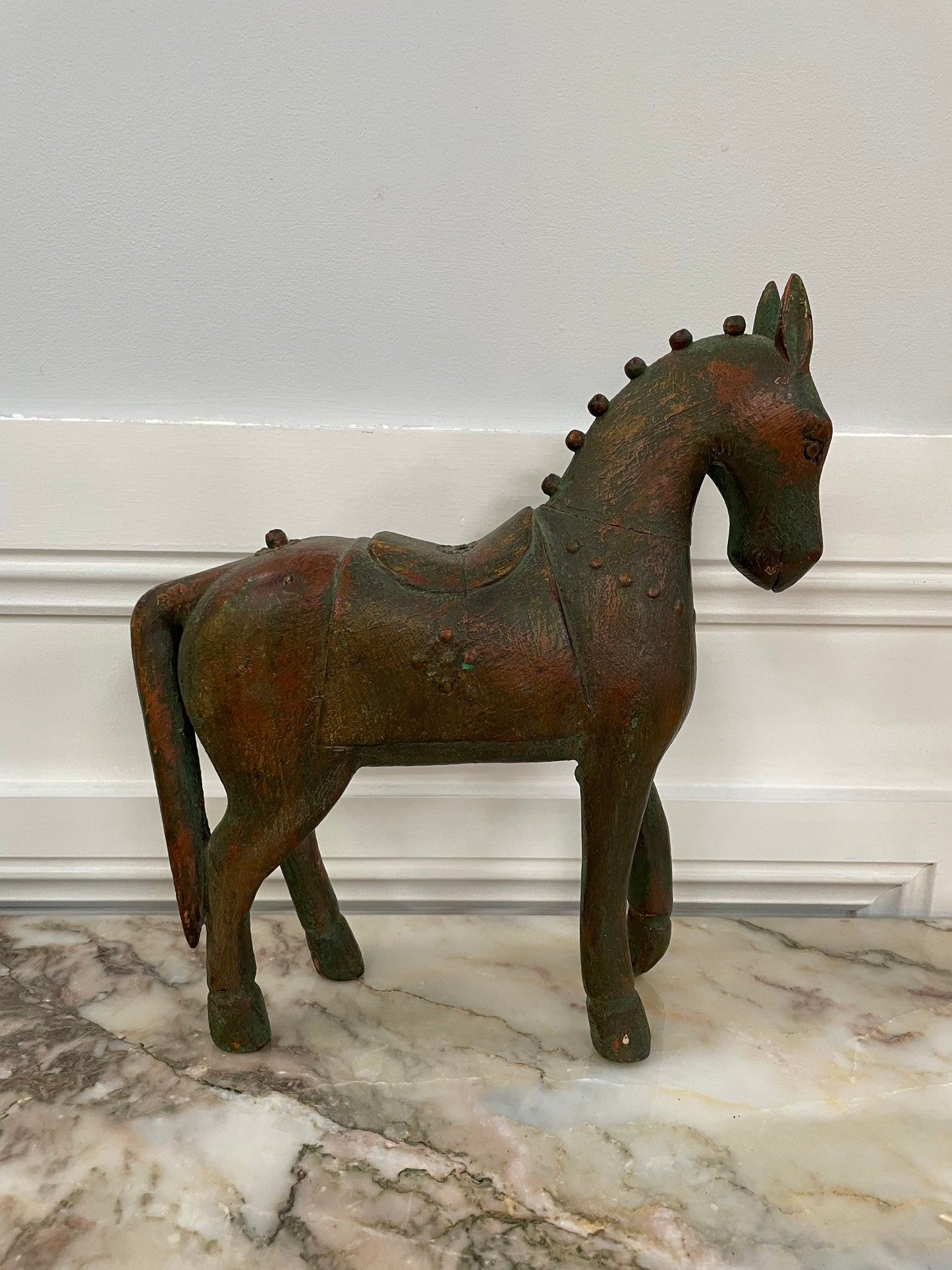 Interesting Wooden Vintage Carved Horse
