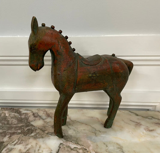 Interesting Wooden Vintage Carved Horse
