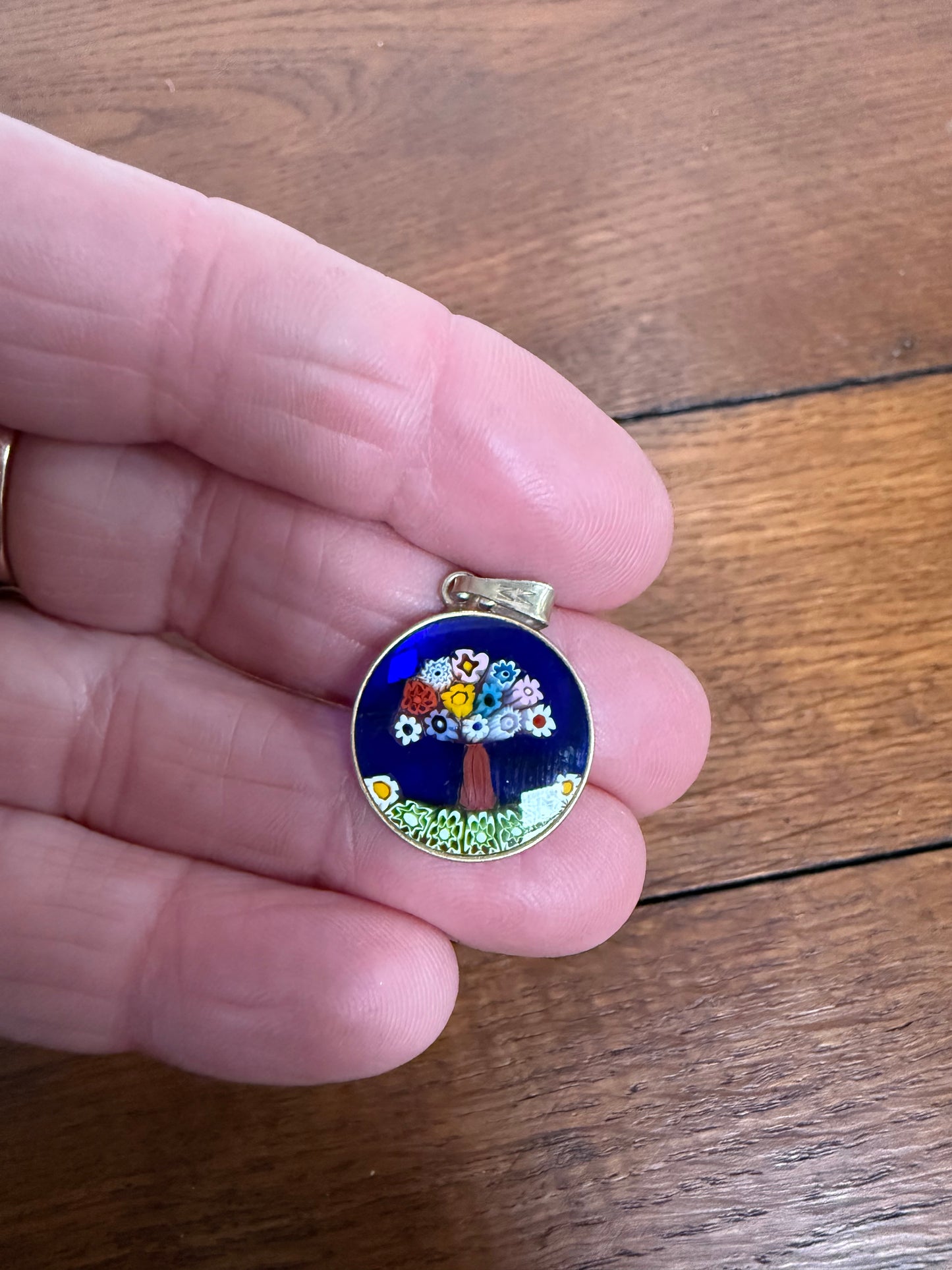 Italian 925 Silver Millefiori Glass Pendant