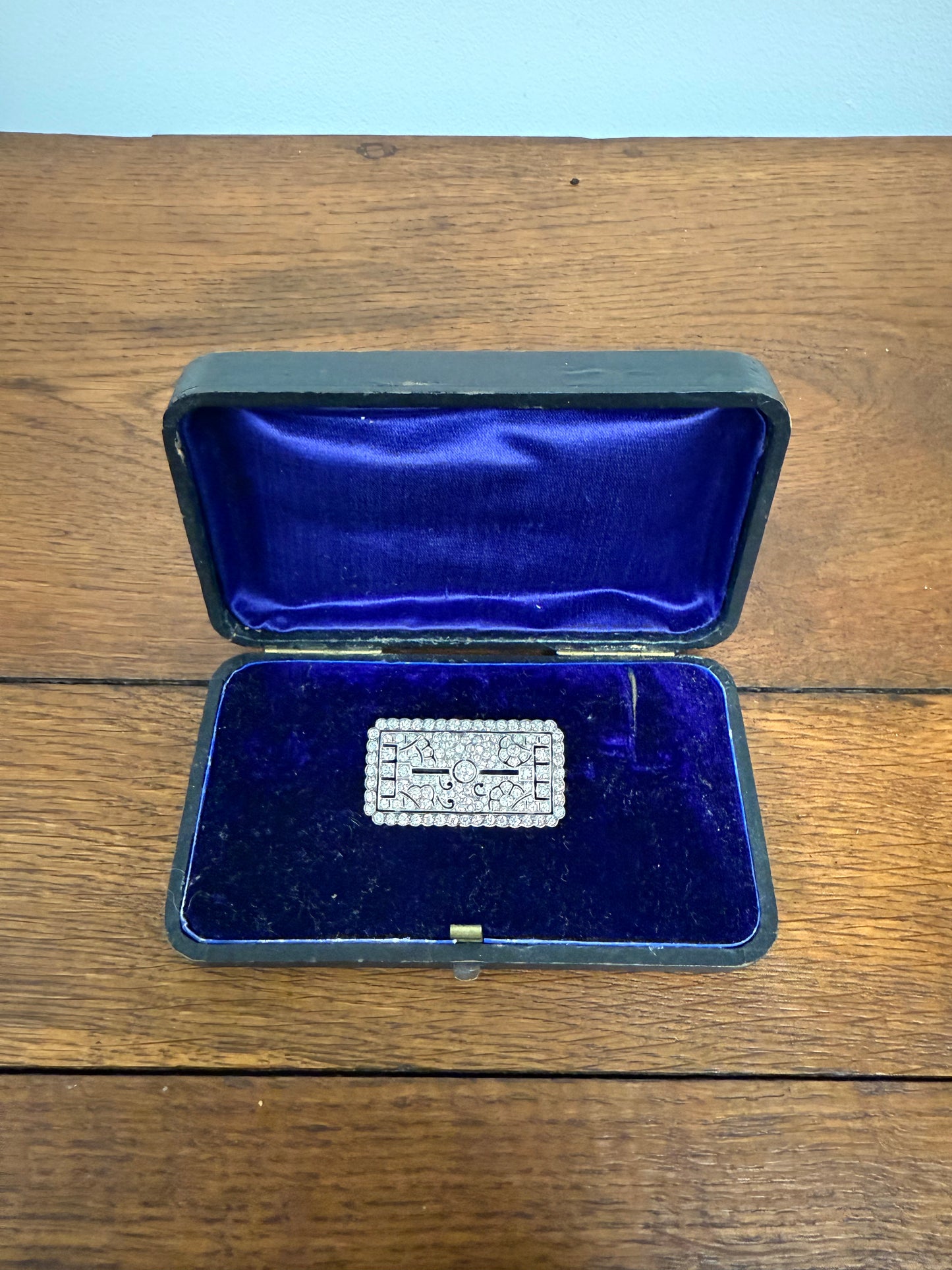 Stunning Art Deco Silver & Paste Gatsby Style Brooch