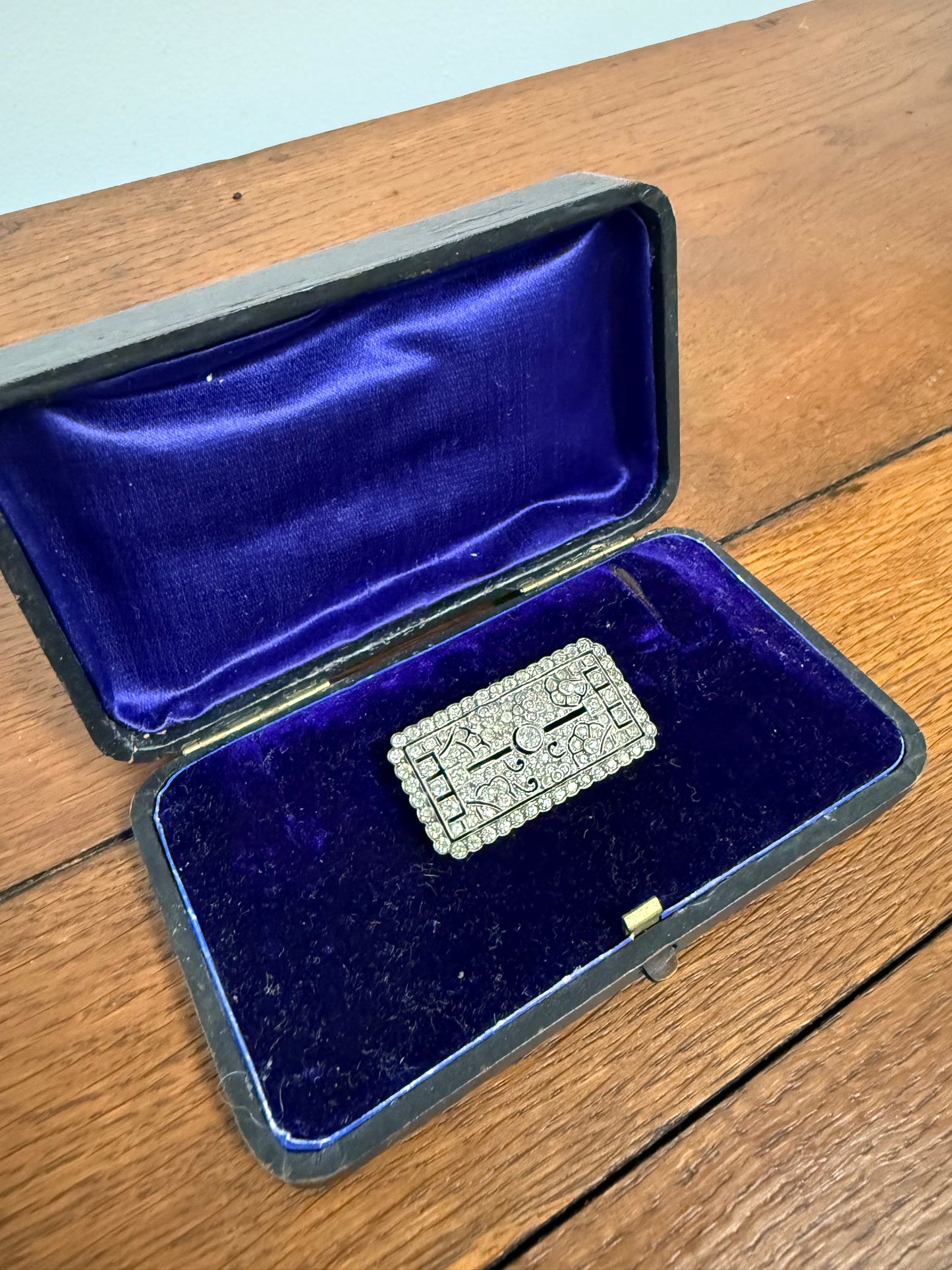 Stunning Art Deco Silver & Paste Gatsby Style Brooch
