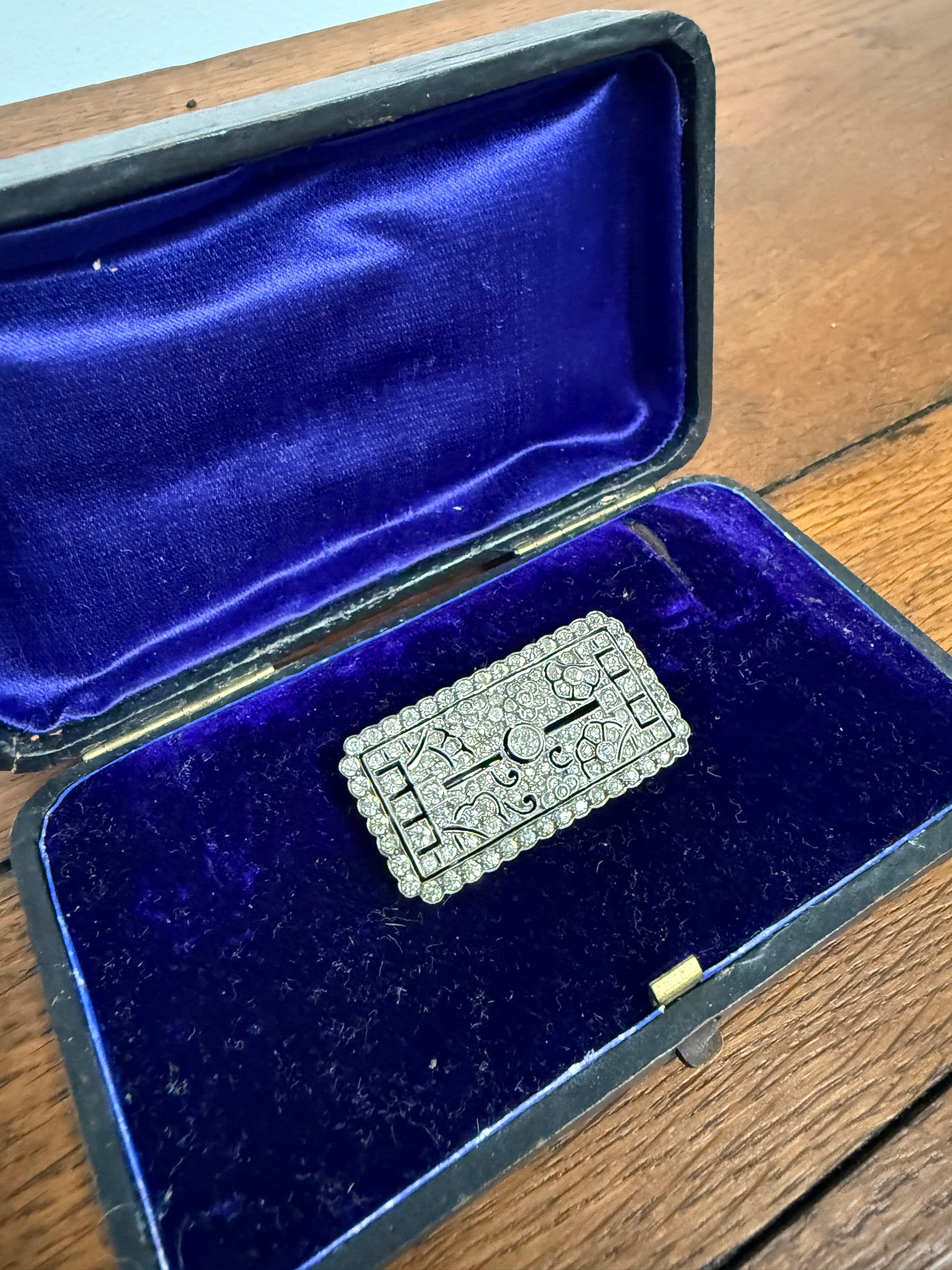 Stunning Art Deco Silver & Paste Gatsby Style Brooch