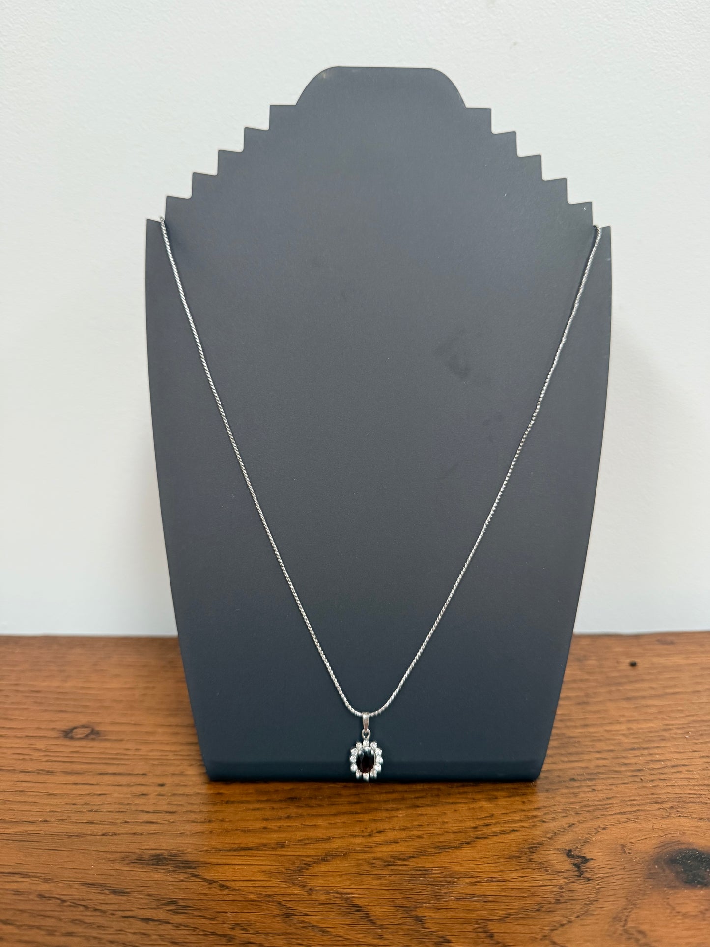 Vintage Silver & Garnet Pendant & Chain