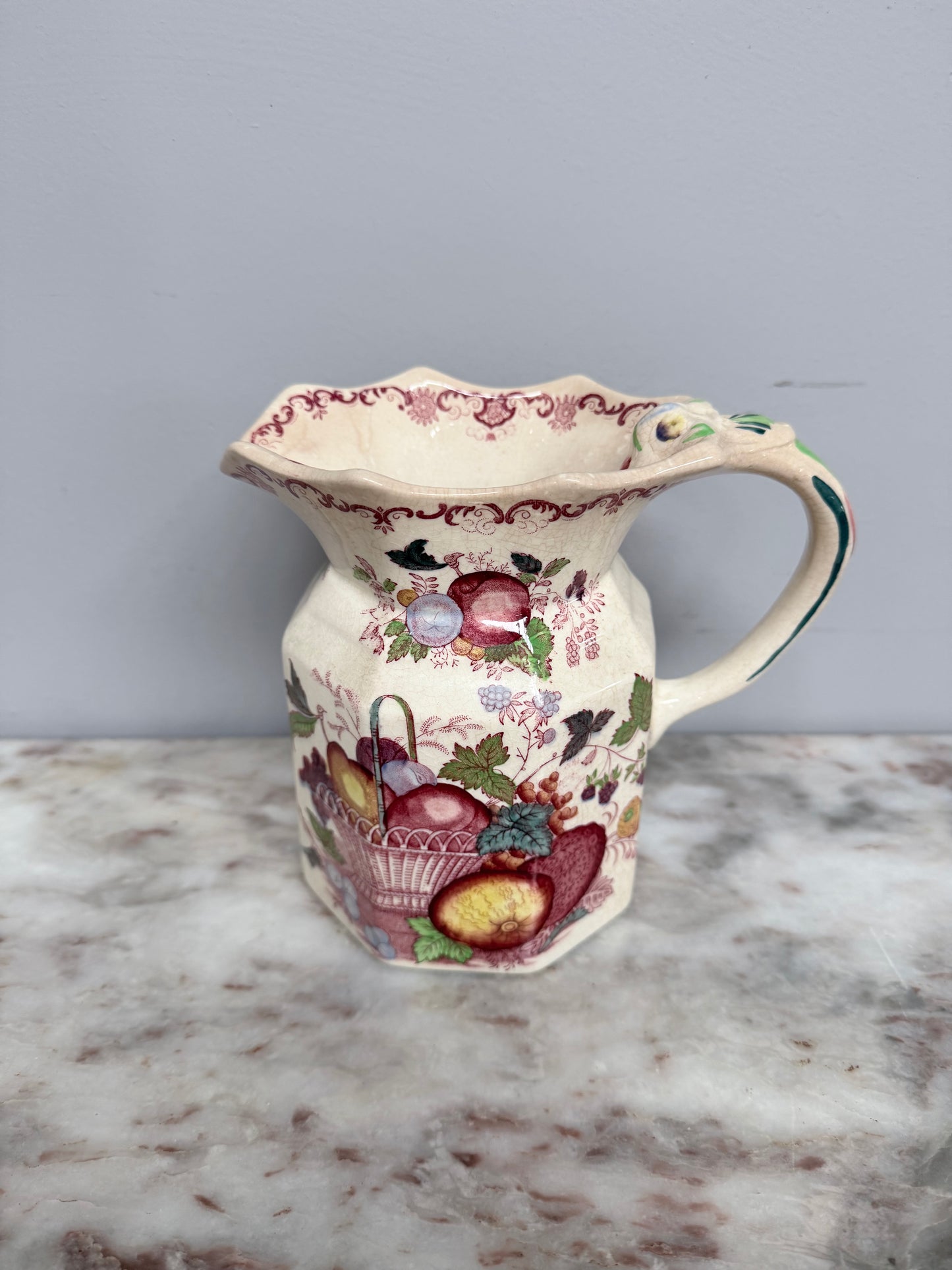 Antique Mason's Ironstone Fruit Basket Jug