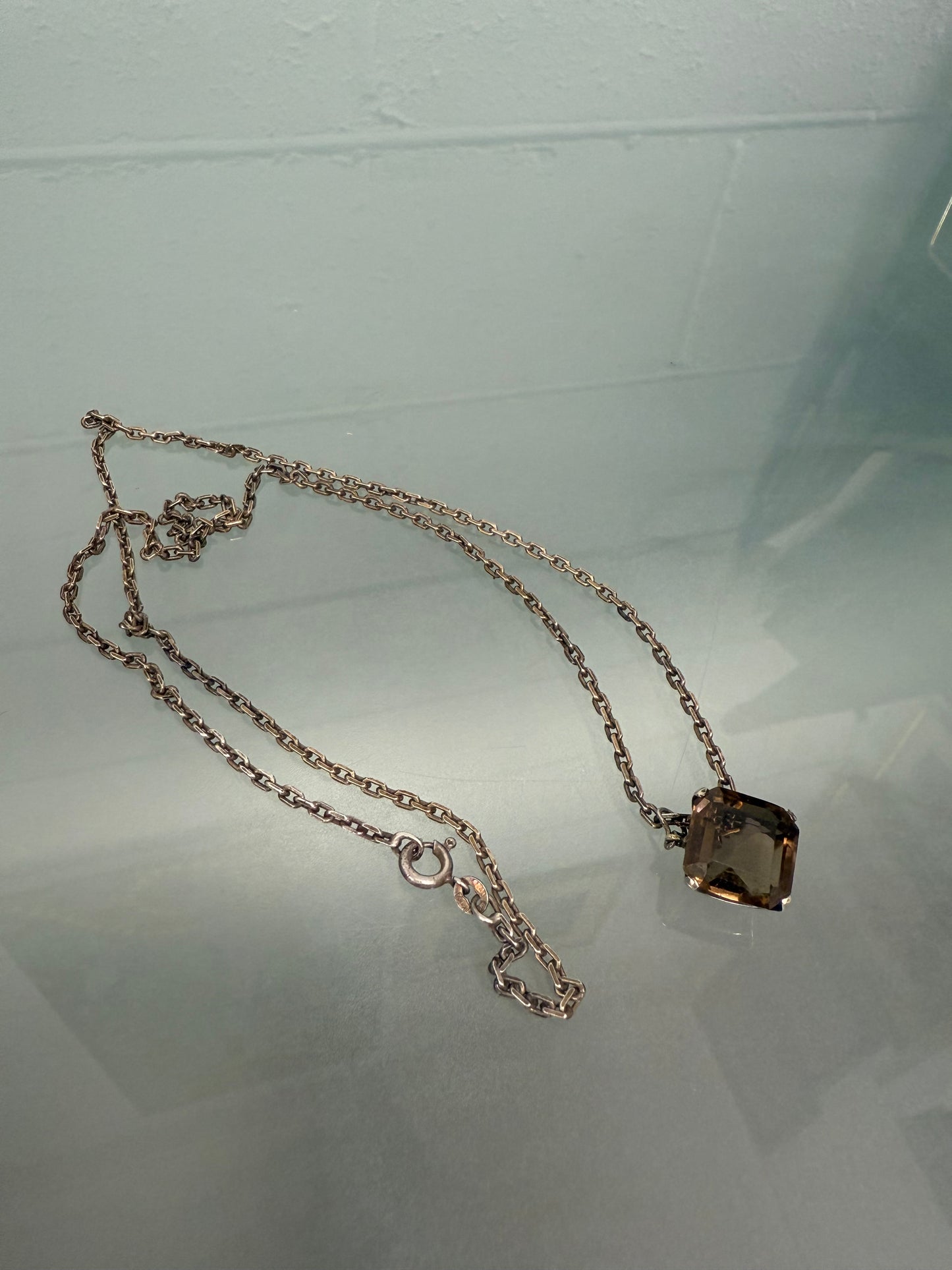 Vintage Sterling Silver Chain & Citrine Pendant