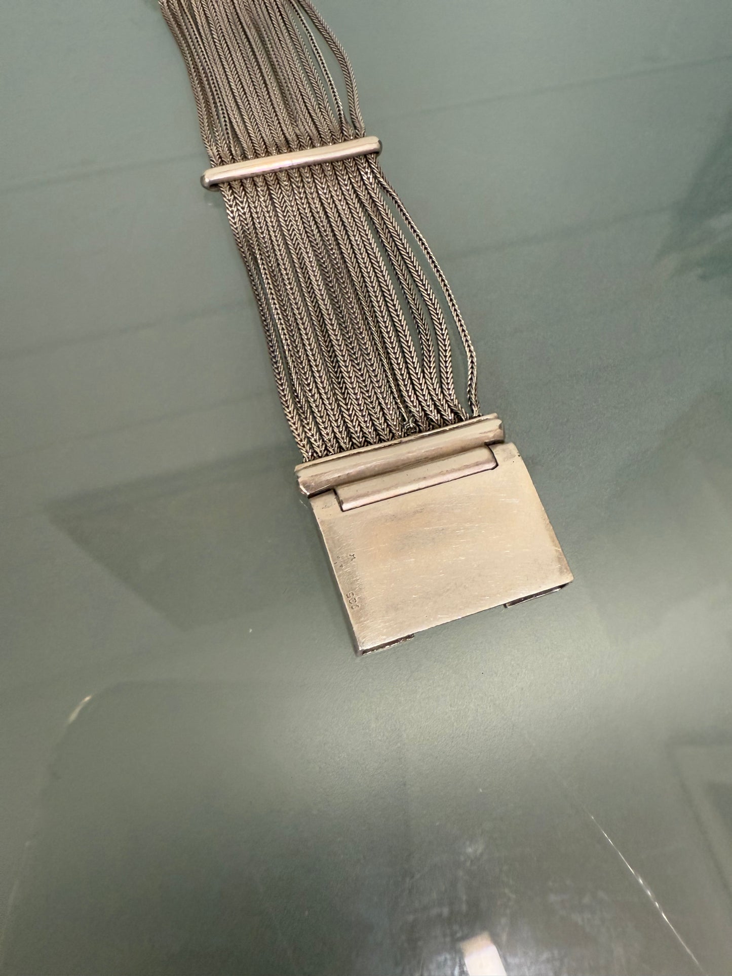 Very Impressive Heavy Silver Bracelet with Square Detail