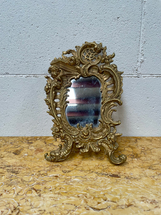 French Brass Table Mirror