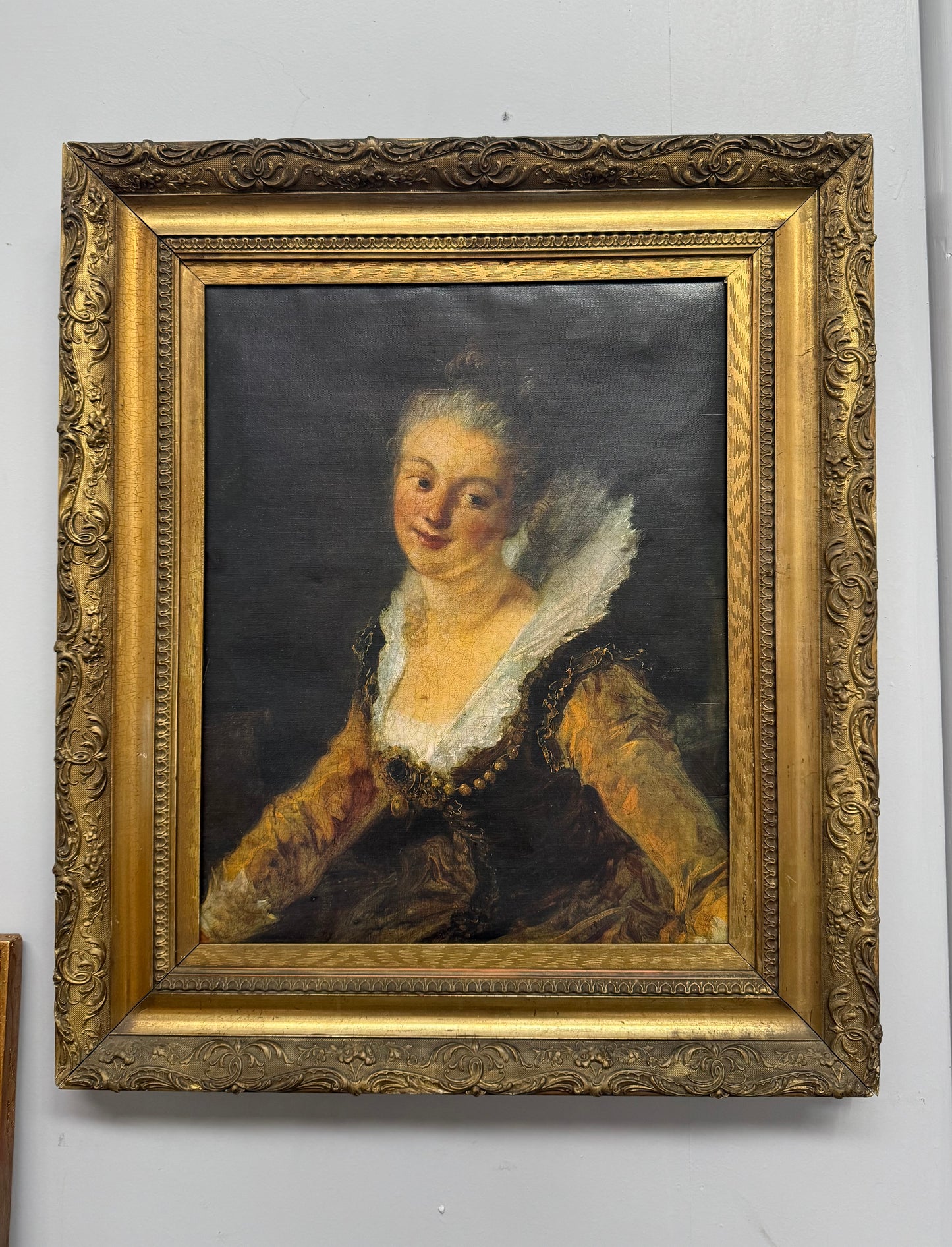 19th Century Portrait Print in Gilt Frame